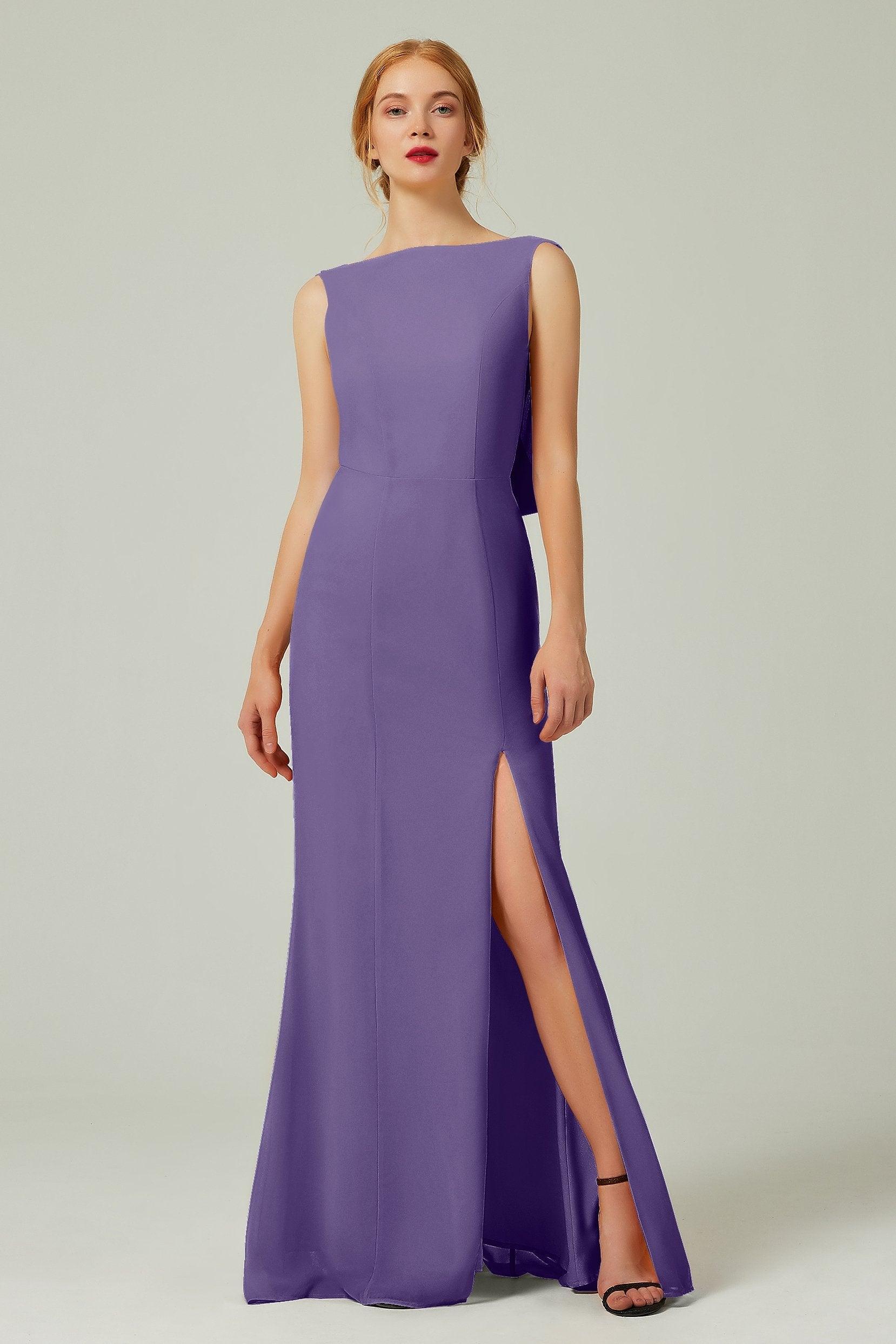 Sheath-Column Sweep-Brush Chiffon Bridesmaid Dress Formal Dresses CB0310PS - COCOMELODY