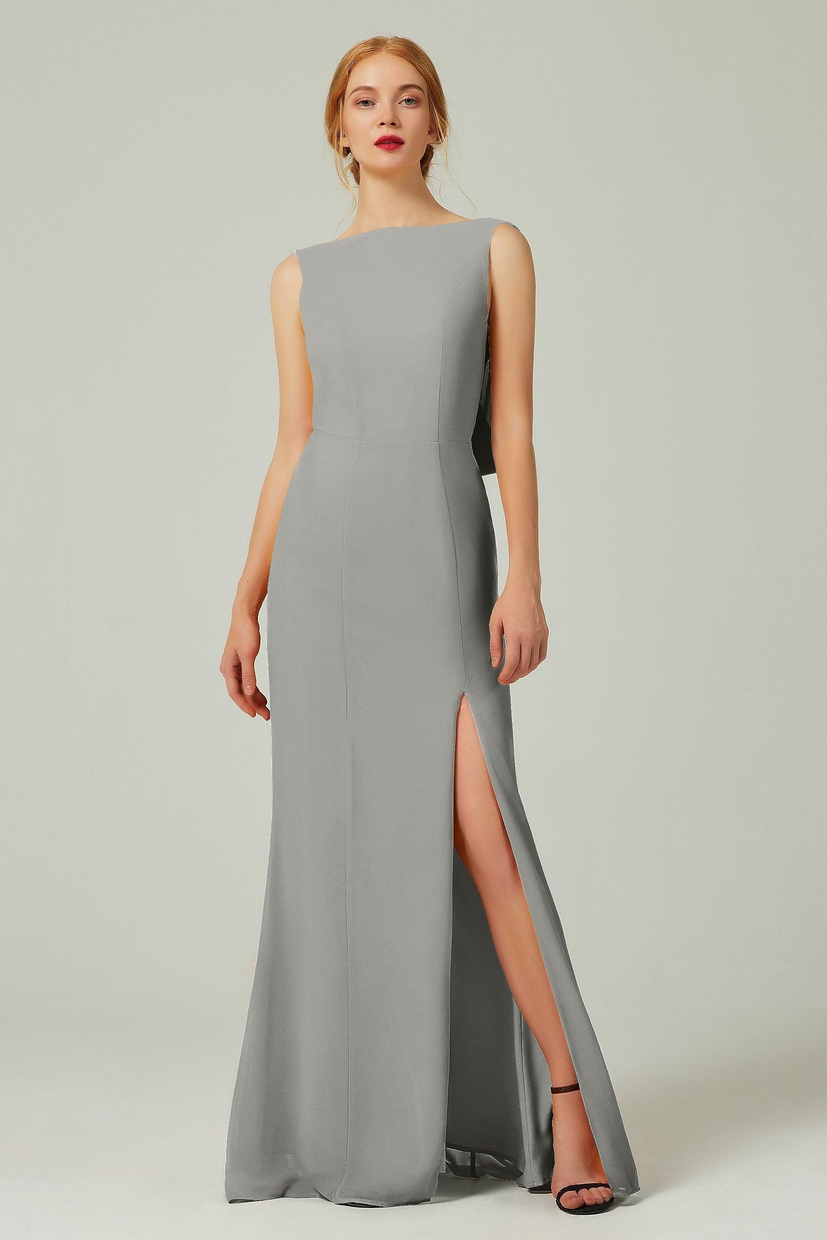 Sheath-Column Sweep-Brush Chiffon Bridesmaid Dress Formal Dresses CB0310PS - COCOMELODY