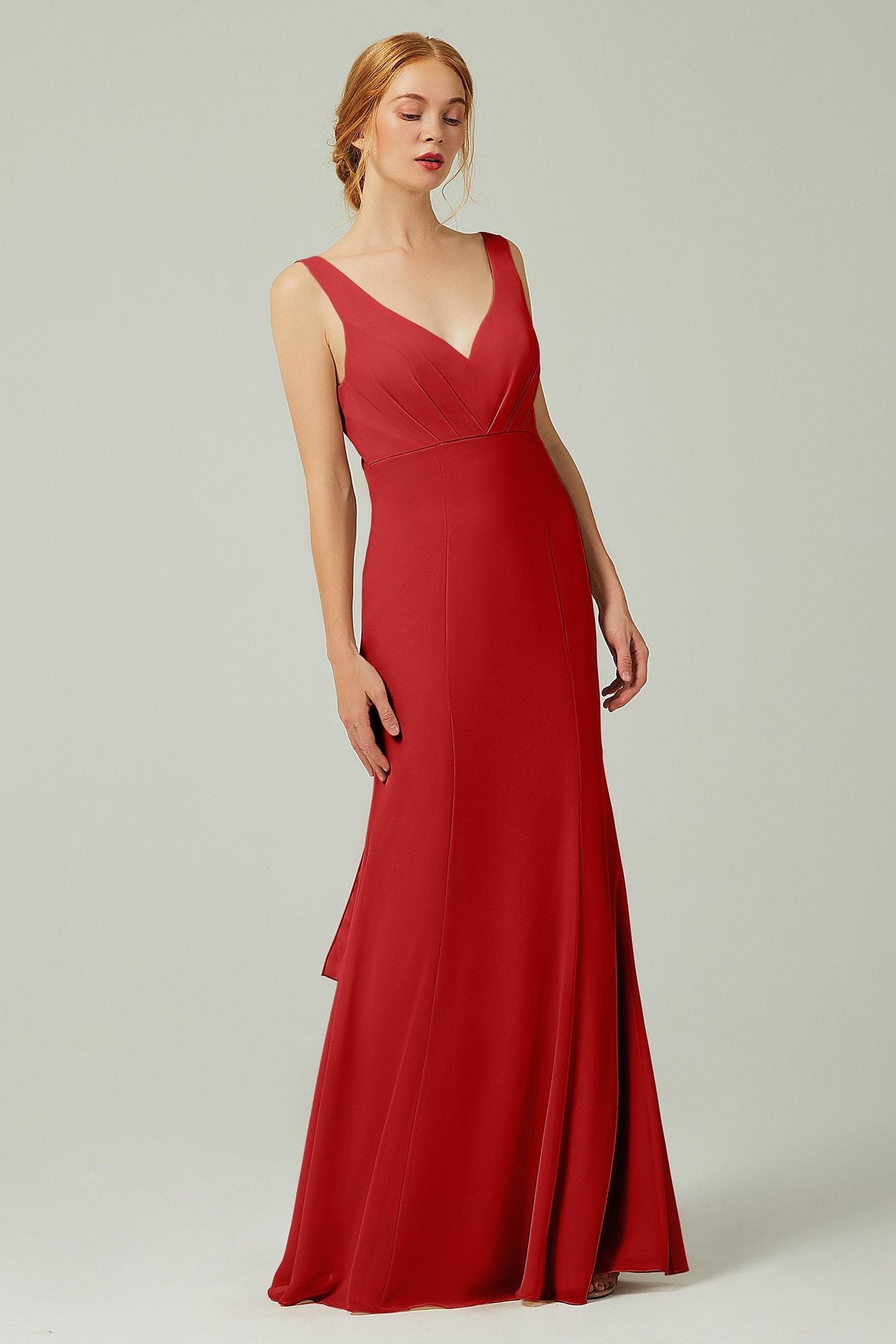 Sheath-Column Floor Length Chiffon Bridesmaid Dress CB0314 - COCOMELODY
