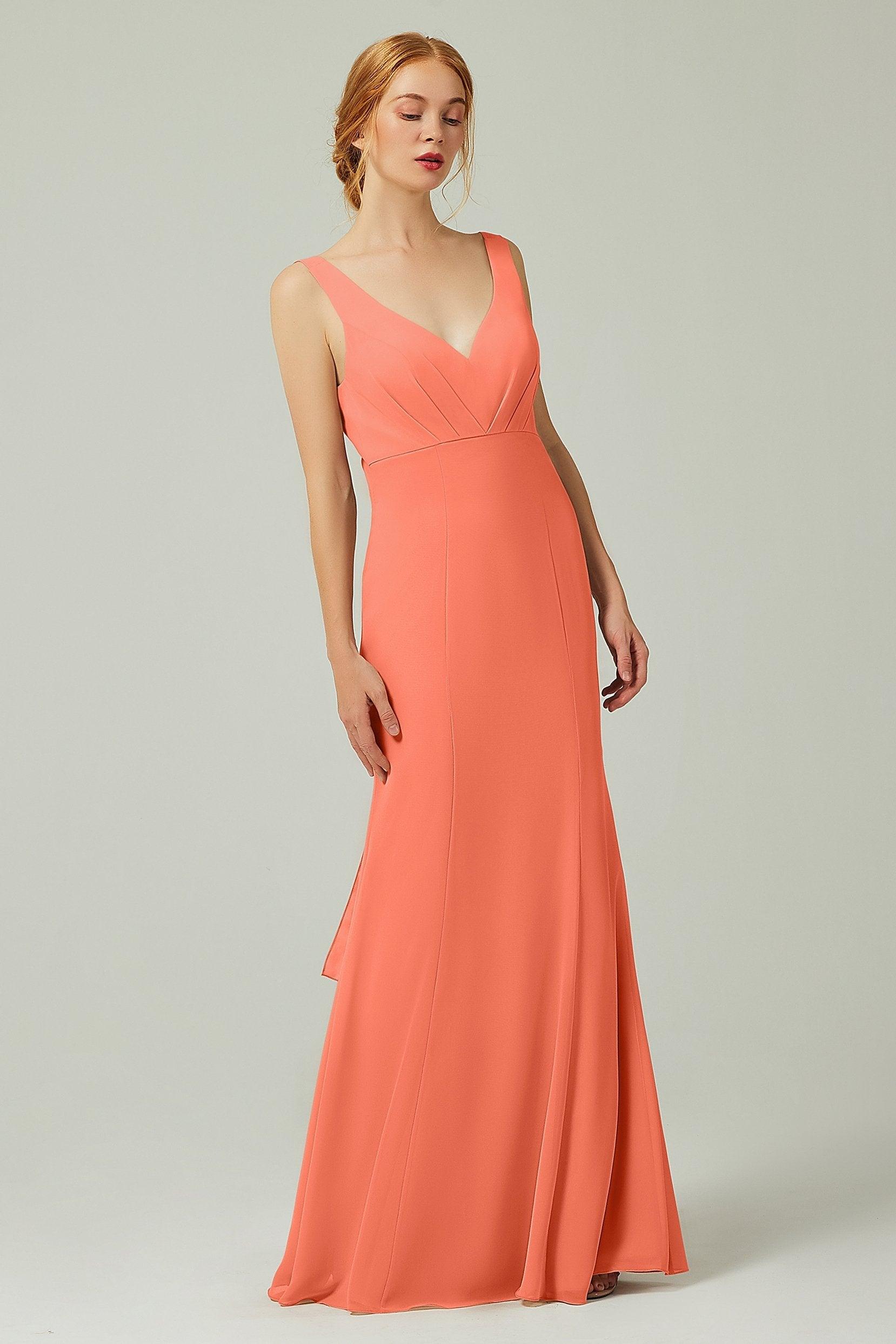 Sheath-Column Floor Length Chiffon Bridesmaid Dress CB0314 - COCOMELODY