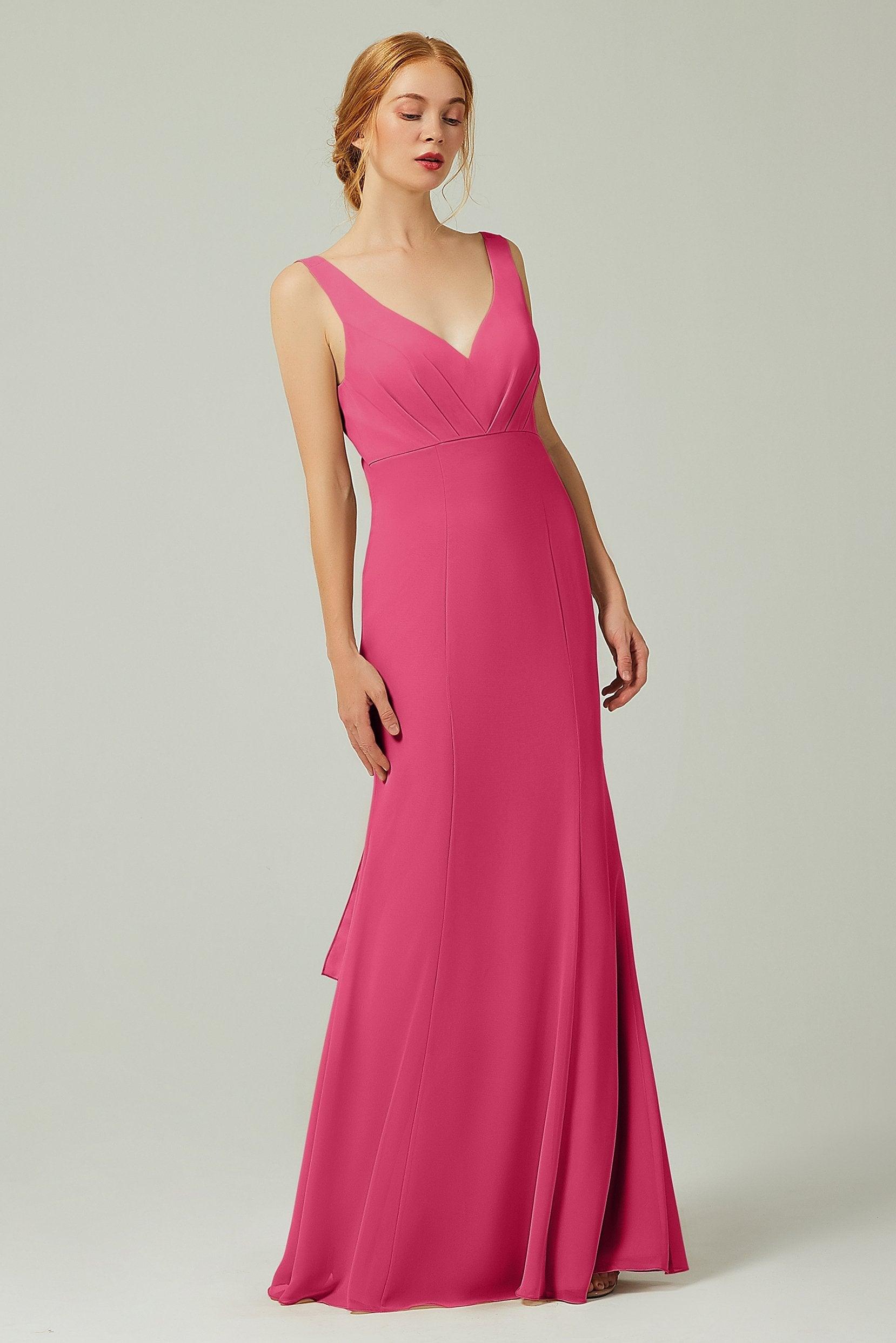 Sheath-Column Floor Length Chiffon Bridesmaid Dress CB0314 - COCOMELODY