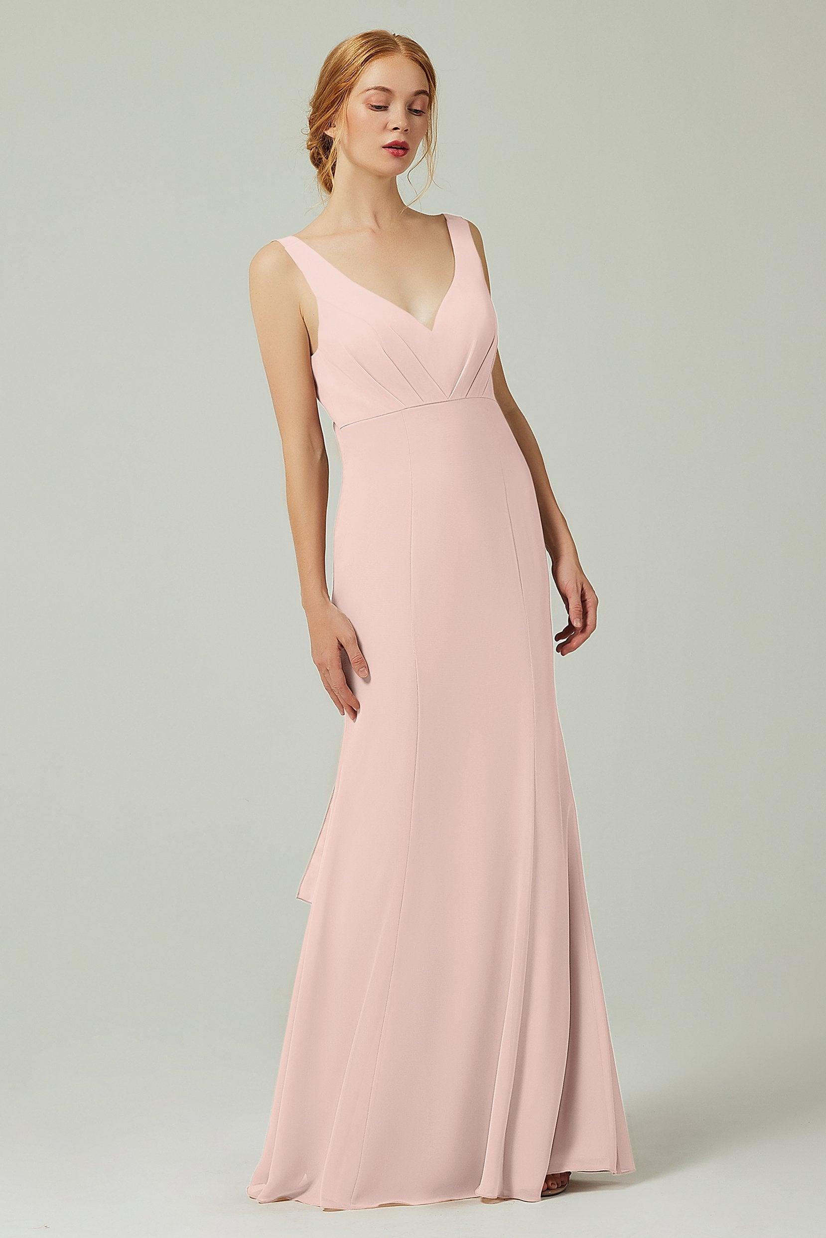 Sheath-Column Floor Length Chiffon Bridesmaid Dress CB0314 - COCOMELODY