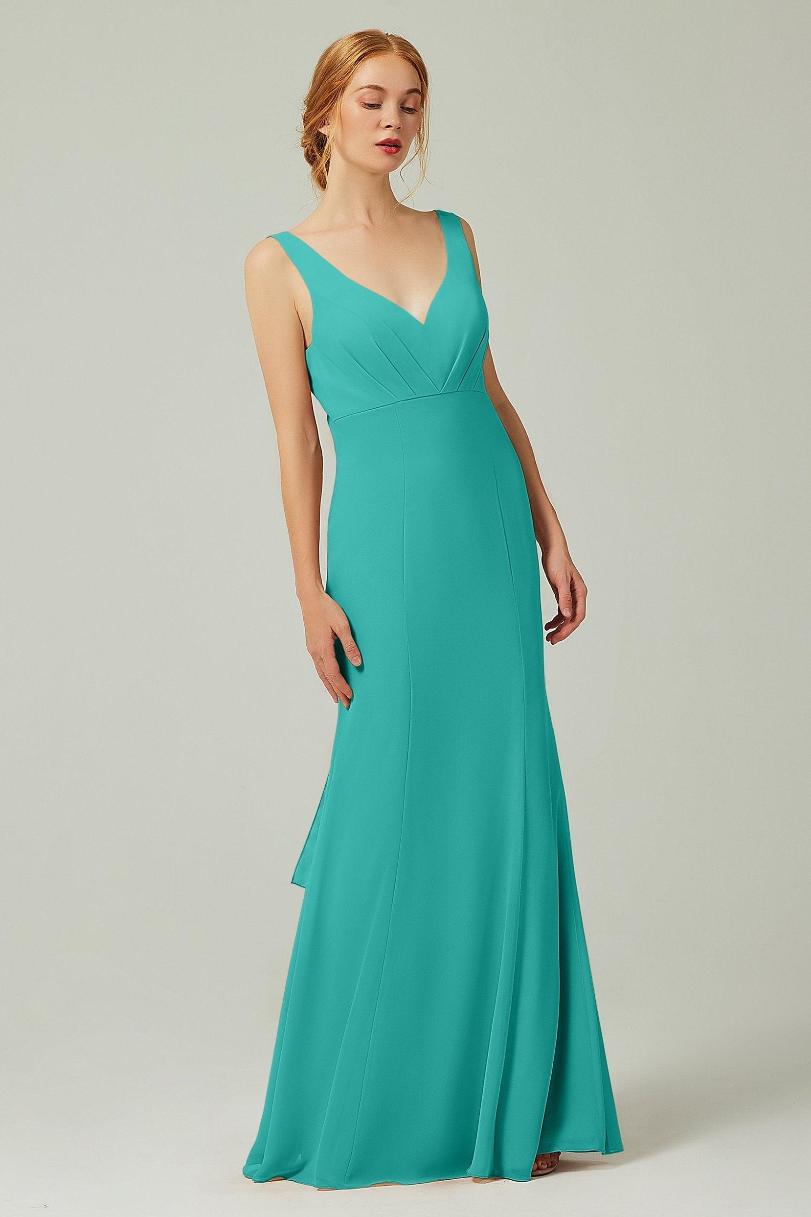 Sheath-Column Floor Length Chiffon Bridesmaid Dress CB0314 - COCOMELODY