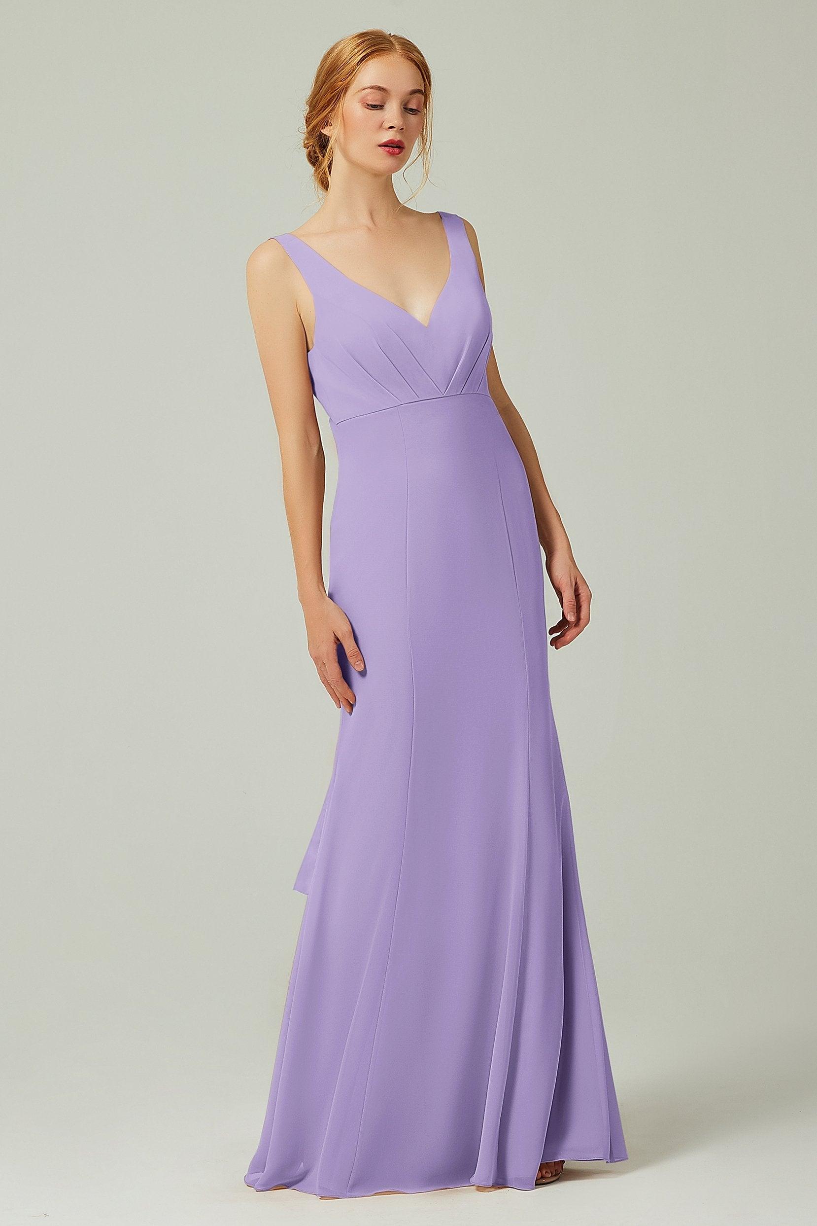 Sheath-Column Floor Length Chiffon Bridesmaid Dress CB0314 - COCOMELODY