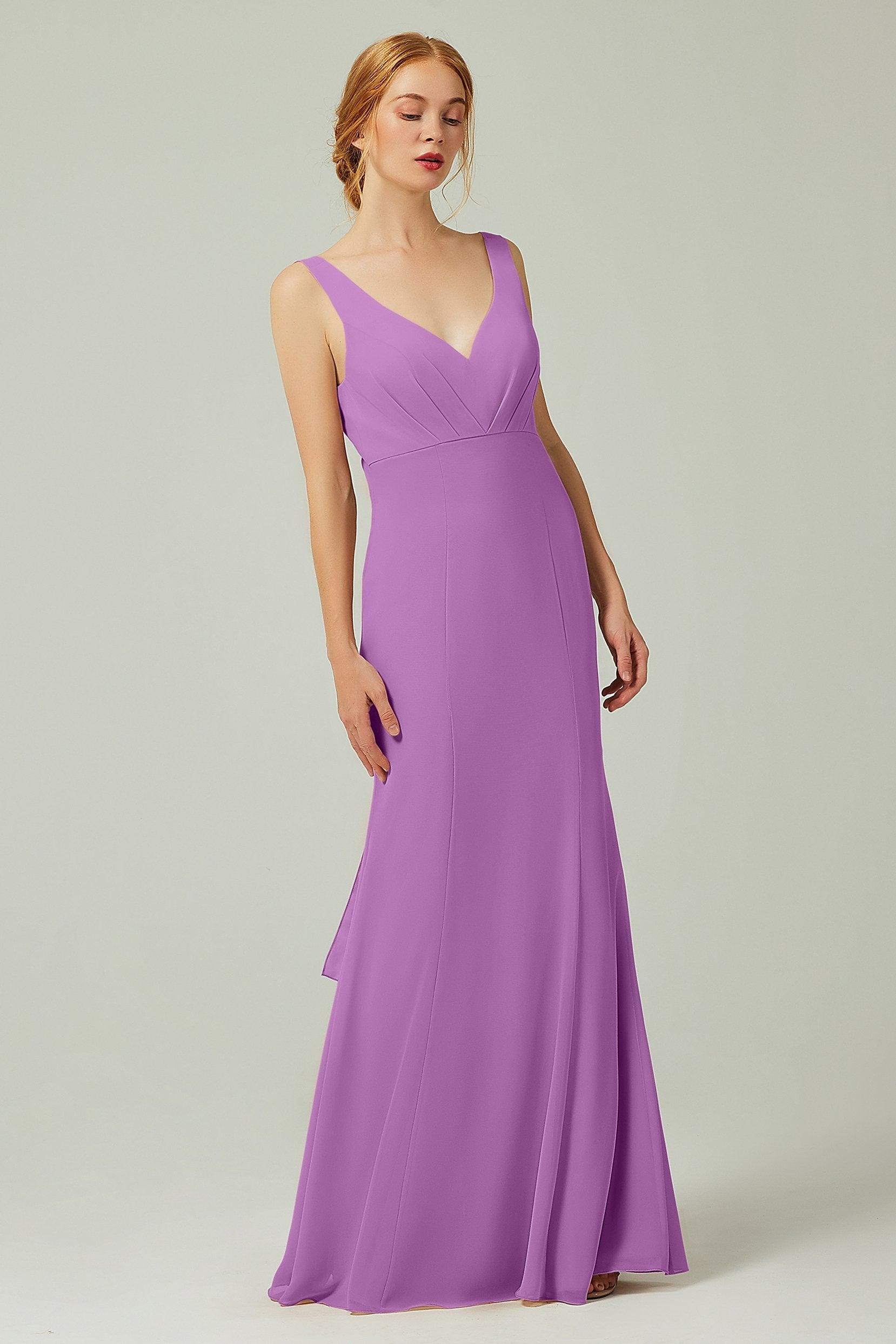Sheath-Column Floor Length Chiffon Bridesmaid Dress CB0314 - COCOMELODY