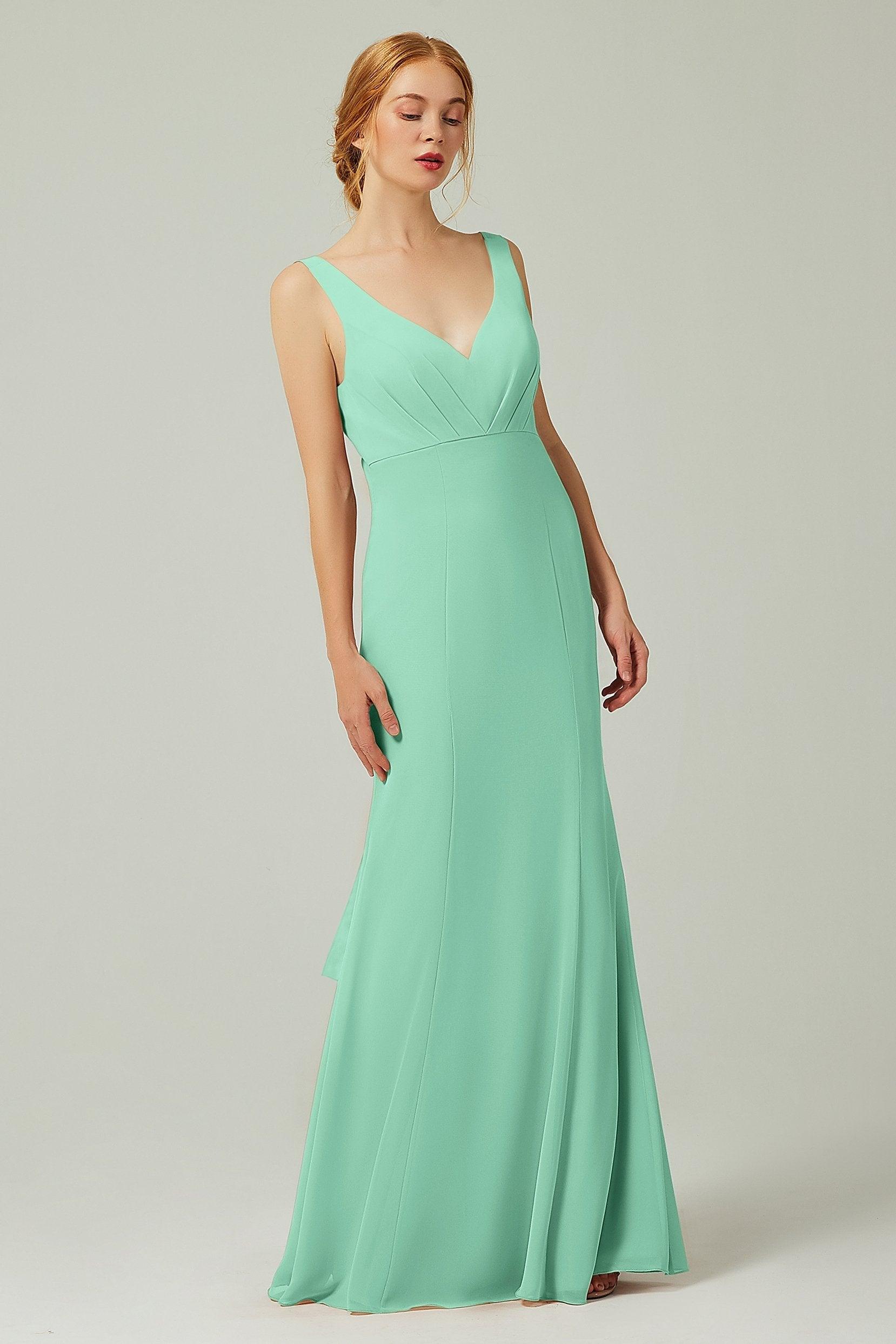 Sheath-Column Floor Length Chiffon Bridesmaid Dress CB0314 - COCOMELODY