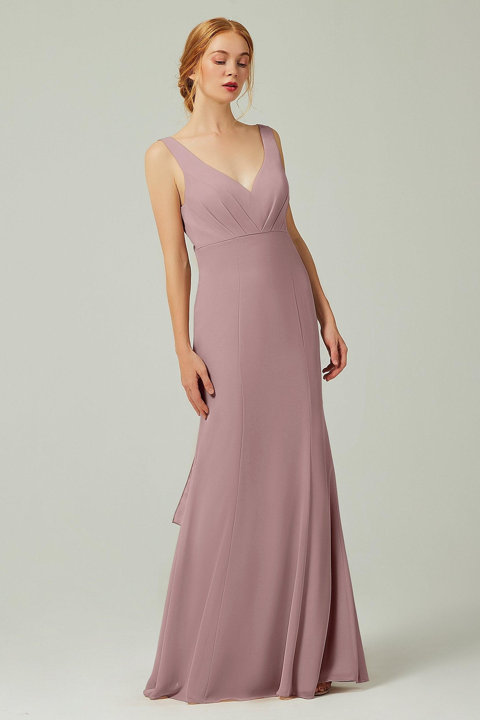 Sheath-Column Floor Length Chiffon Bridesmaid Dress CB0314 - COCOMELODY