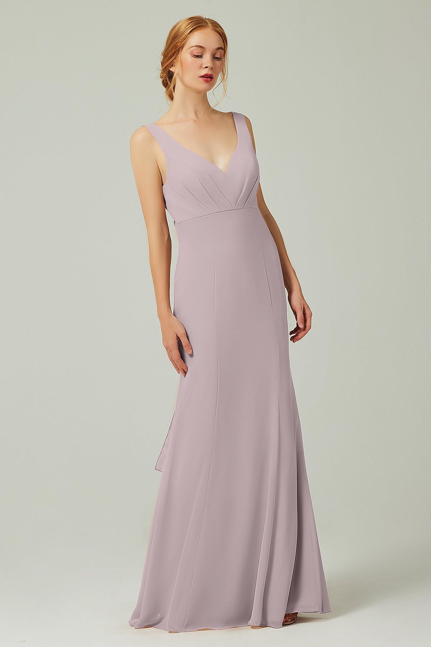 Sheath-Column Floor Length Chiffon Bridesmaid Dress CB0314 - COCOMELODY