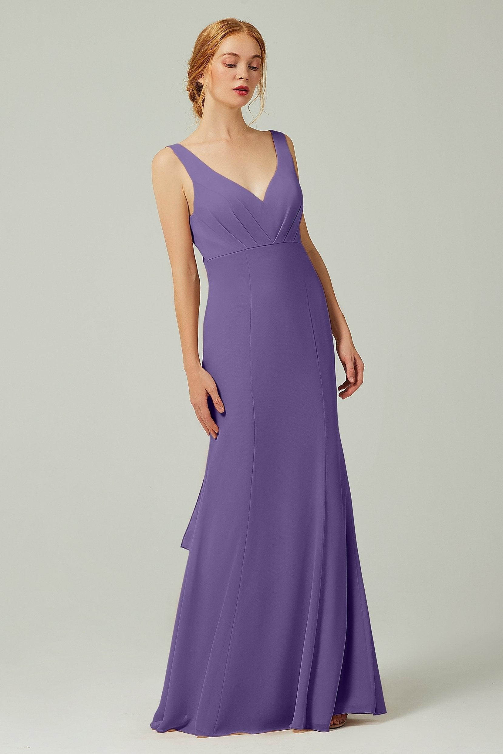Sheath-Column Floor Length Chiffon Bridesmaid Dress CB0314 - COCOMELODY
