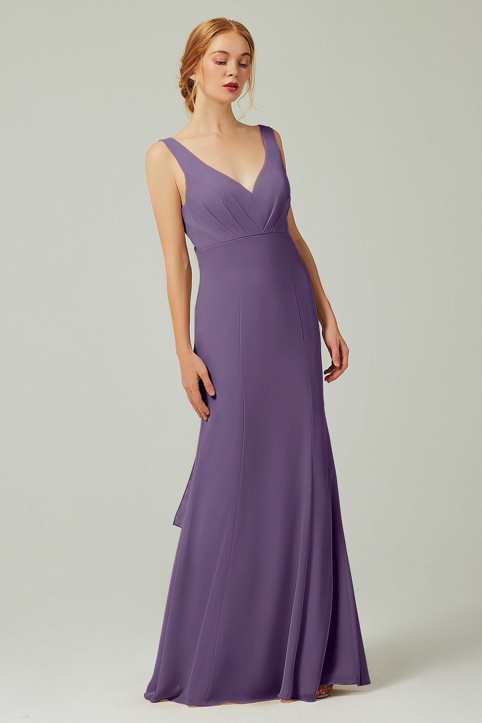 Sheath-Column Floor Length Chiffon Bridesmaid Dress CB0314 - COCOMELODY
