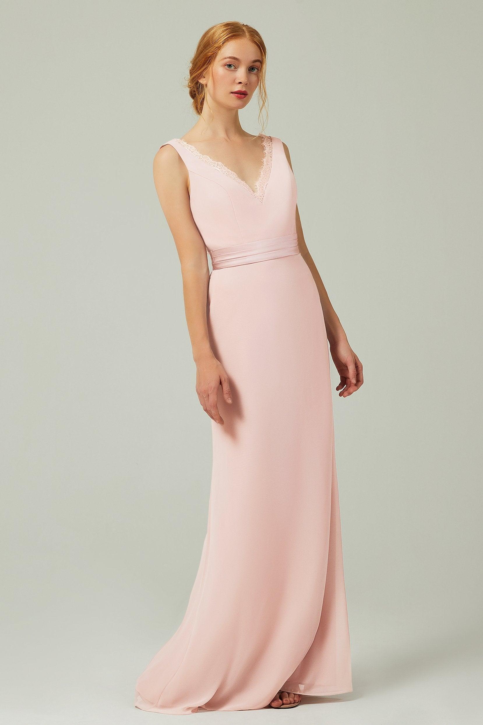 Sheath-Column Floor Length Chiffon Bridesmaid Dress CB0320 - COCOMELODY