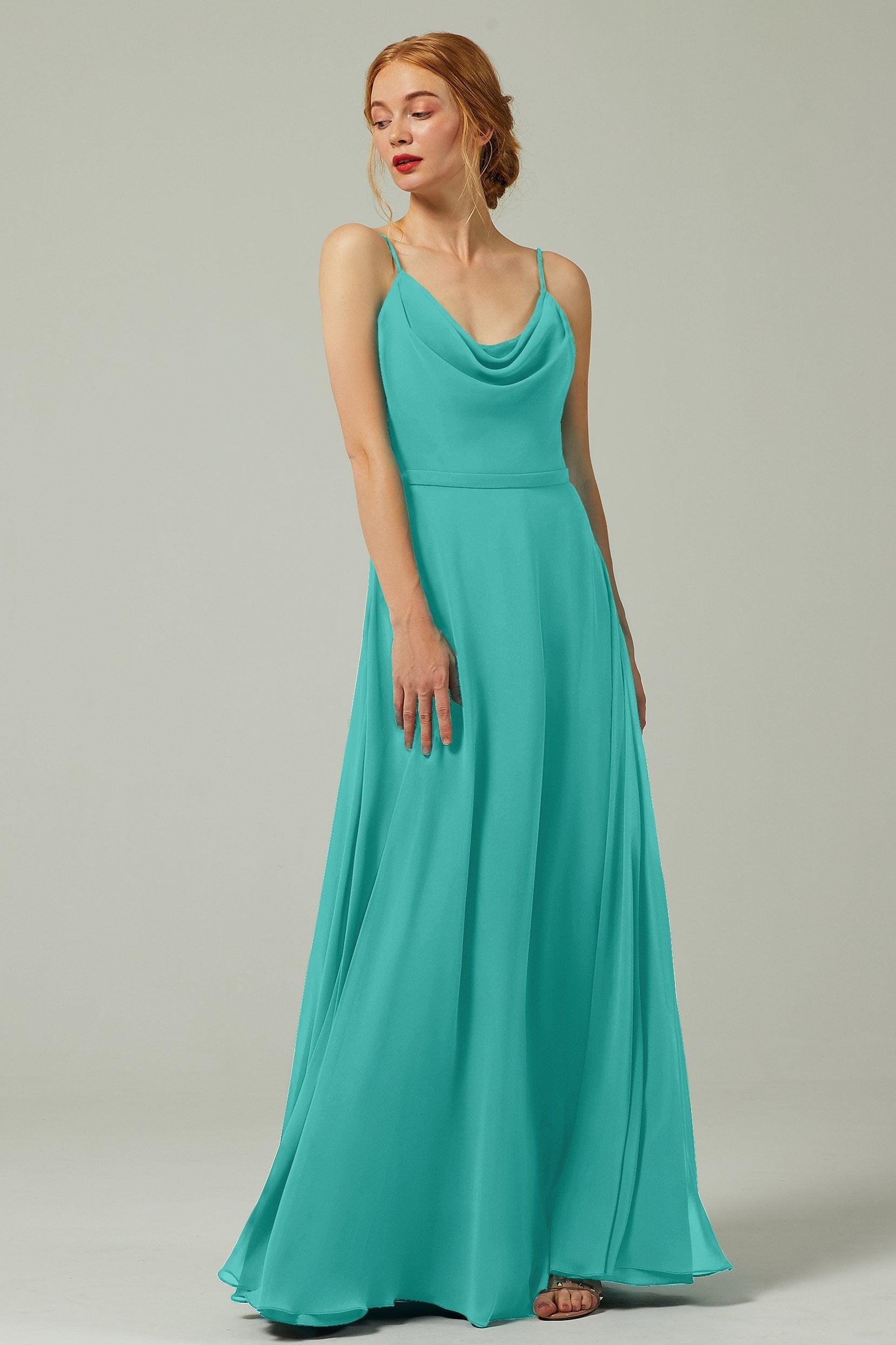 A-Line Floor Length Chiffon Bridesmaid Dress CB0322 - COCOMELODY