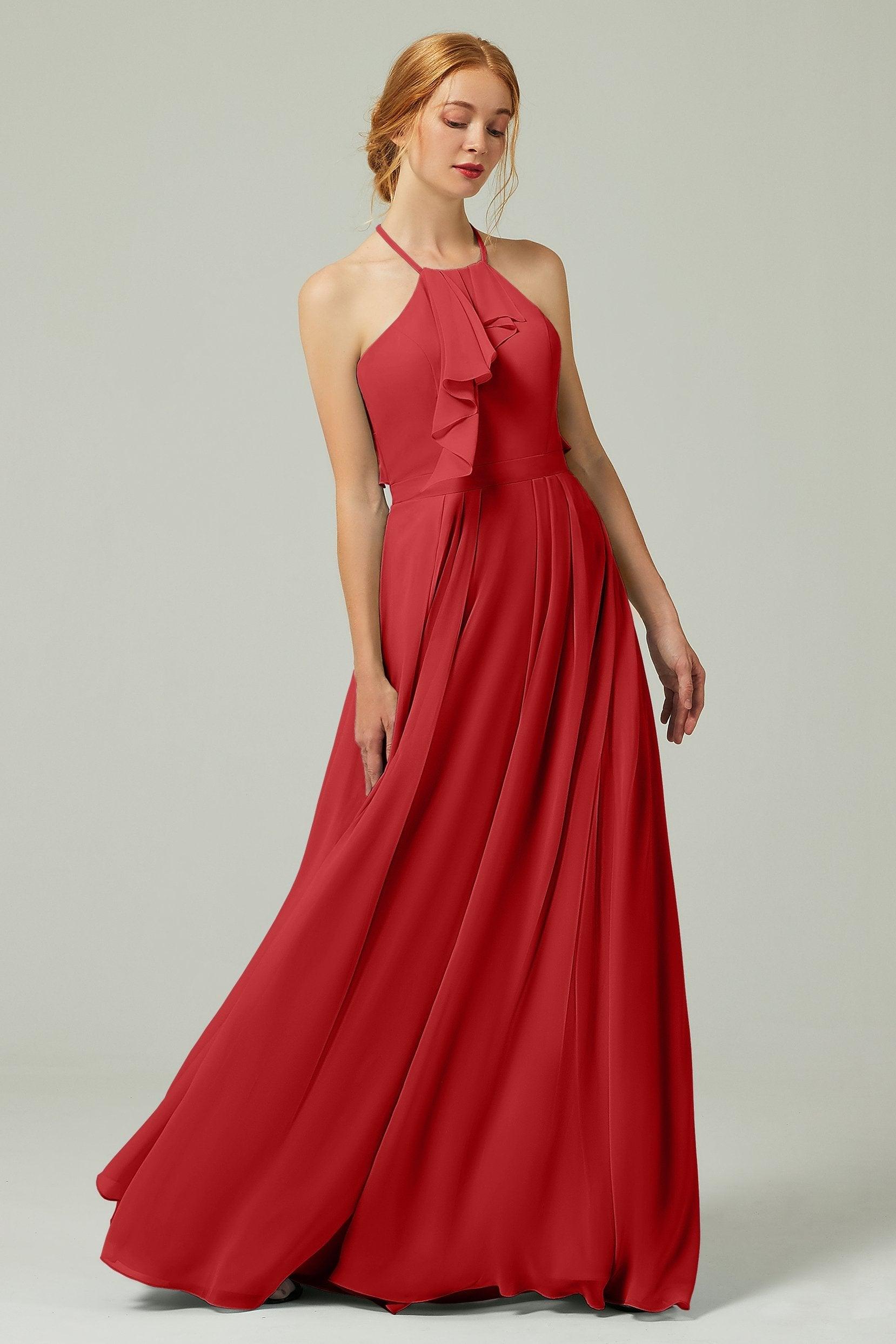 A-Line Floor Length Chiffon Bridesmaid Dress CB0328 - COCOMELODY