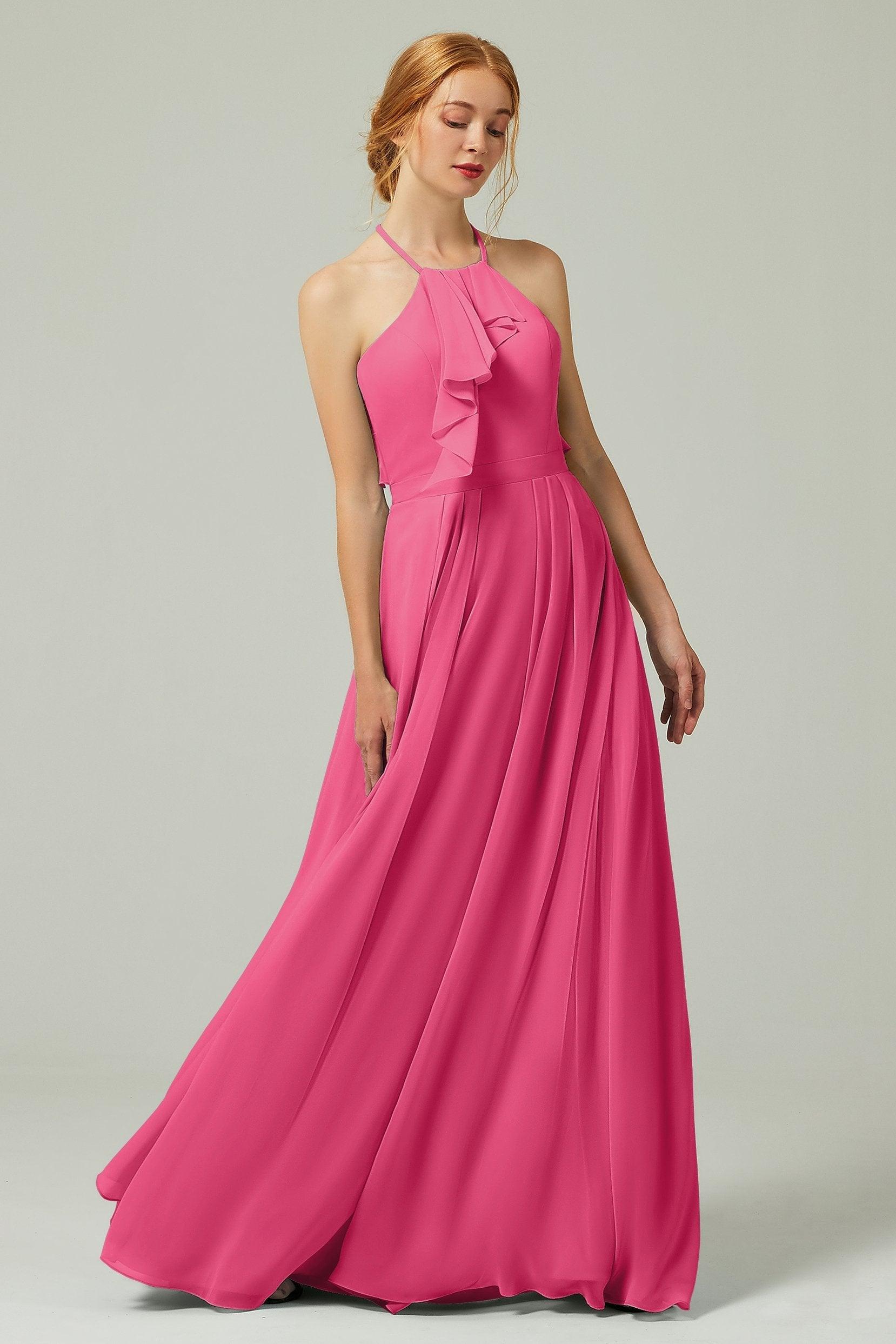 A-Line Floor Length Chiffon Bridesmaid Dress CB0328 - COCOMELODY