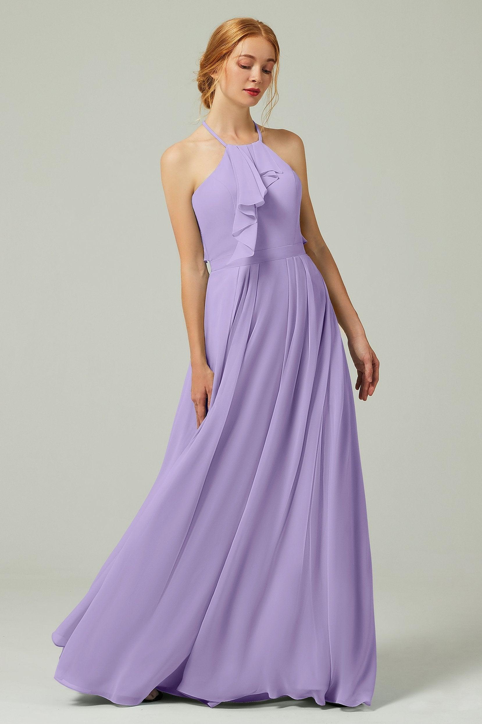 A-Line Floor Length Chiffon Bridesmaid Dress CB0328 - COCOMELODY