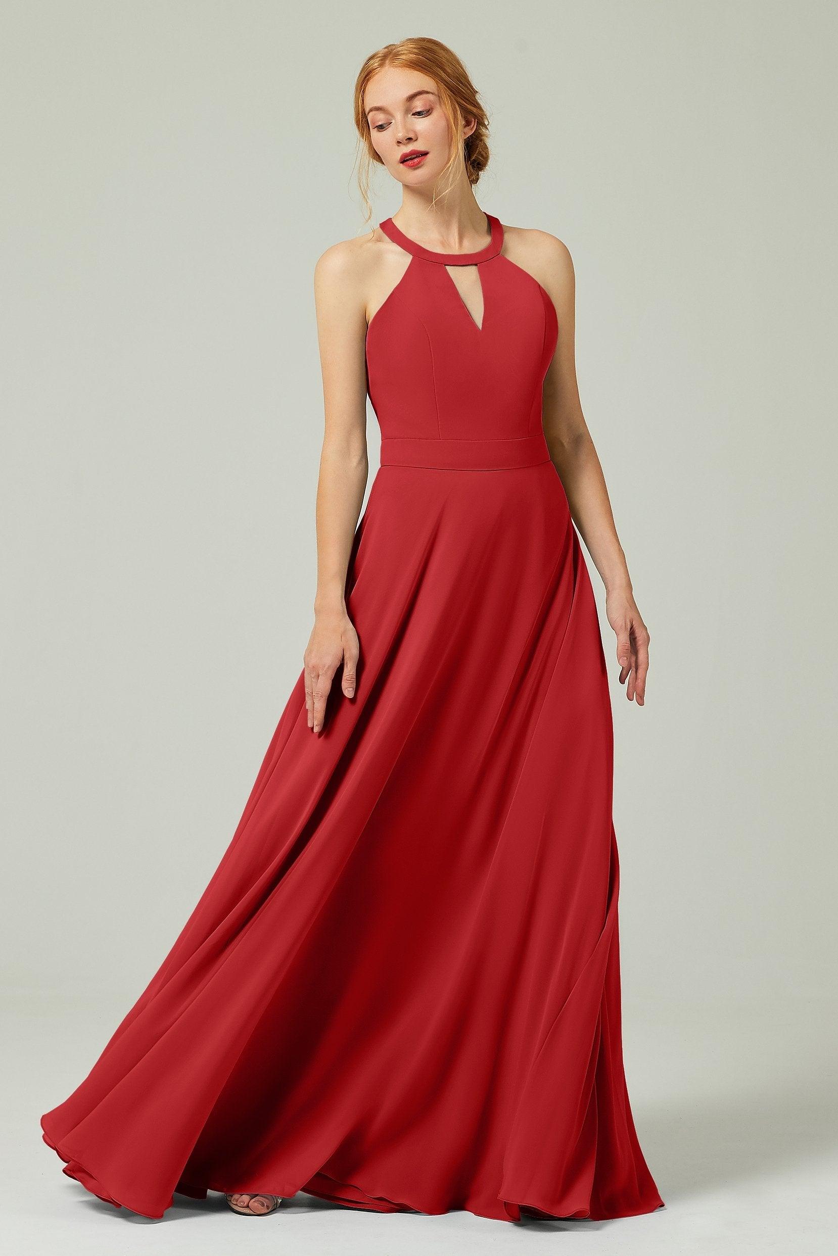 A-Line Floor Length Chiffon Bridesmaid Dress CB0329 - COCOMELODY
