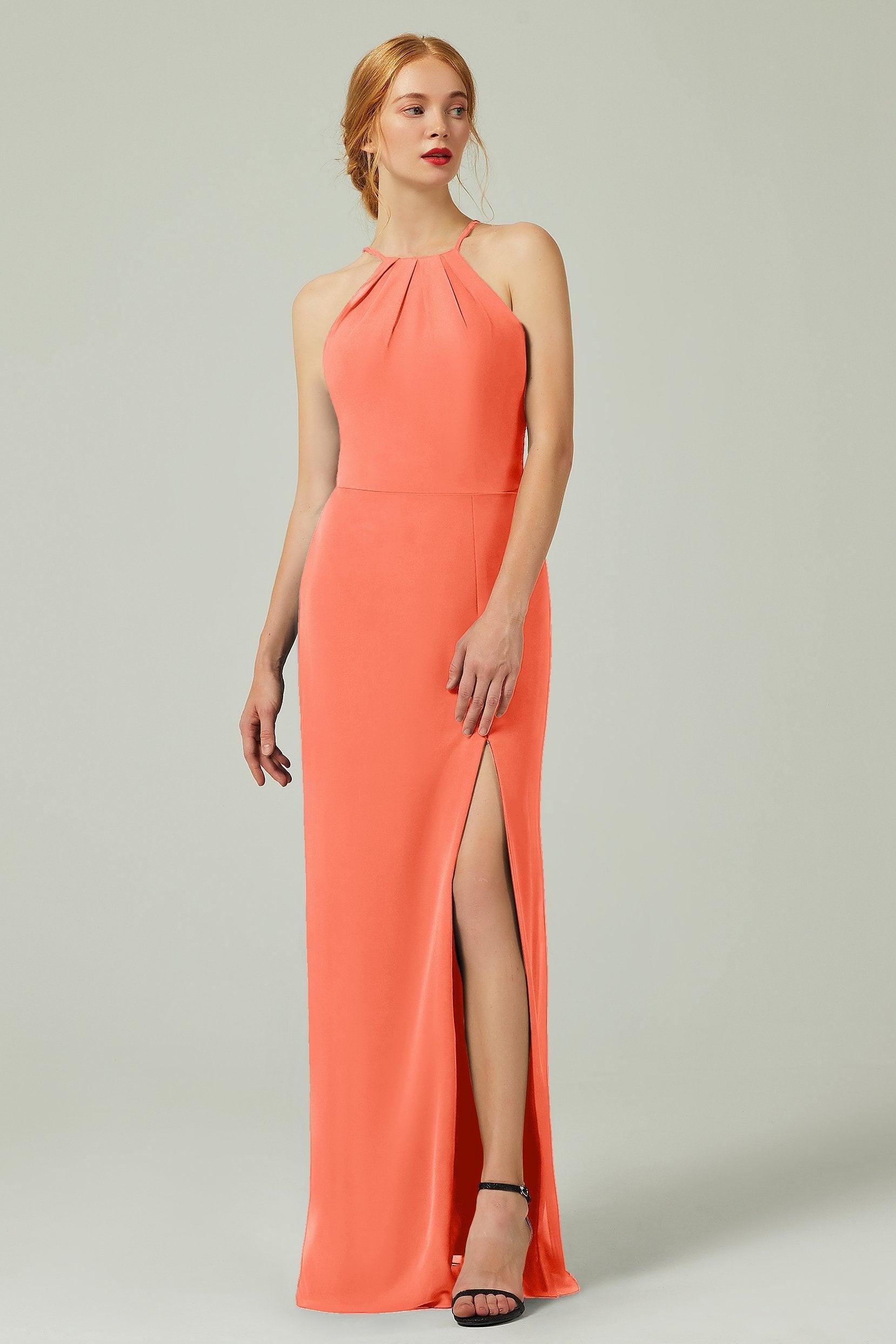 Sheath-Column Floor Length Chiffon Bridesmaid Dress Formal Dresses CB0337 - COCOMELODY