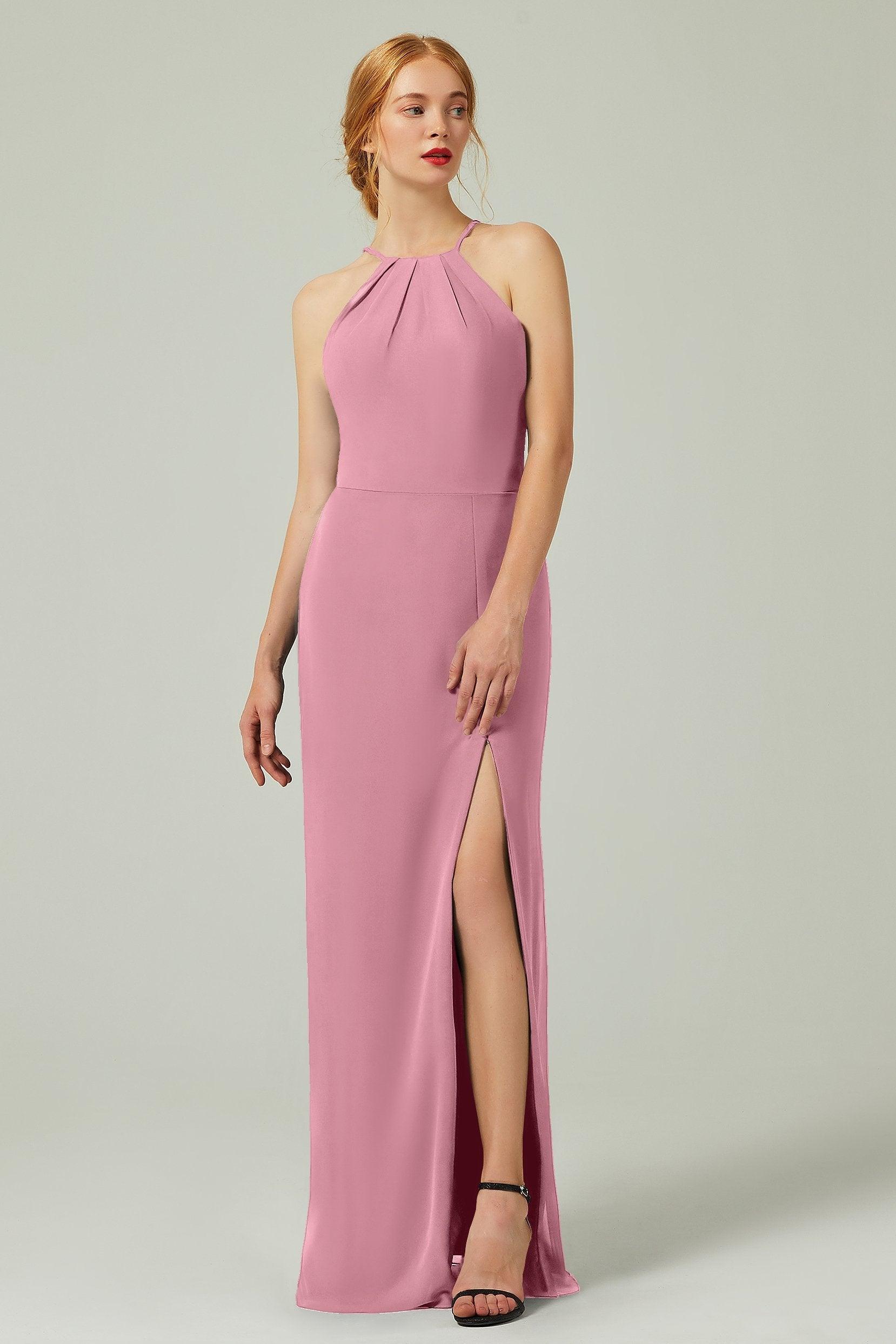 Sheath-Column Floor Length Chiffon Bridesmaid Dress Formal Dresses CB0337 - COCOMELODY