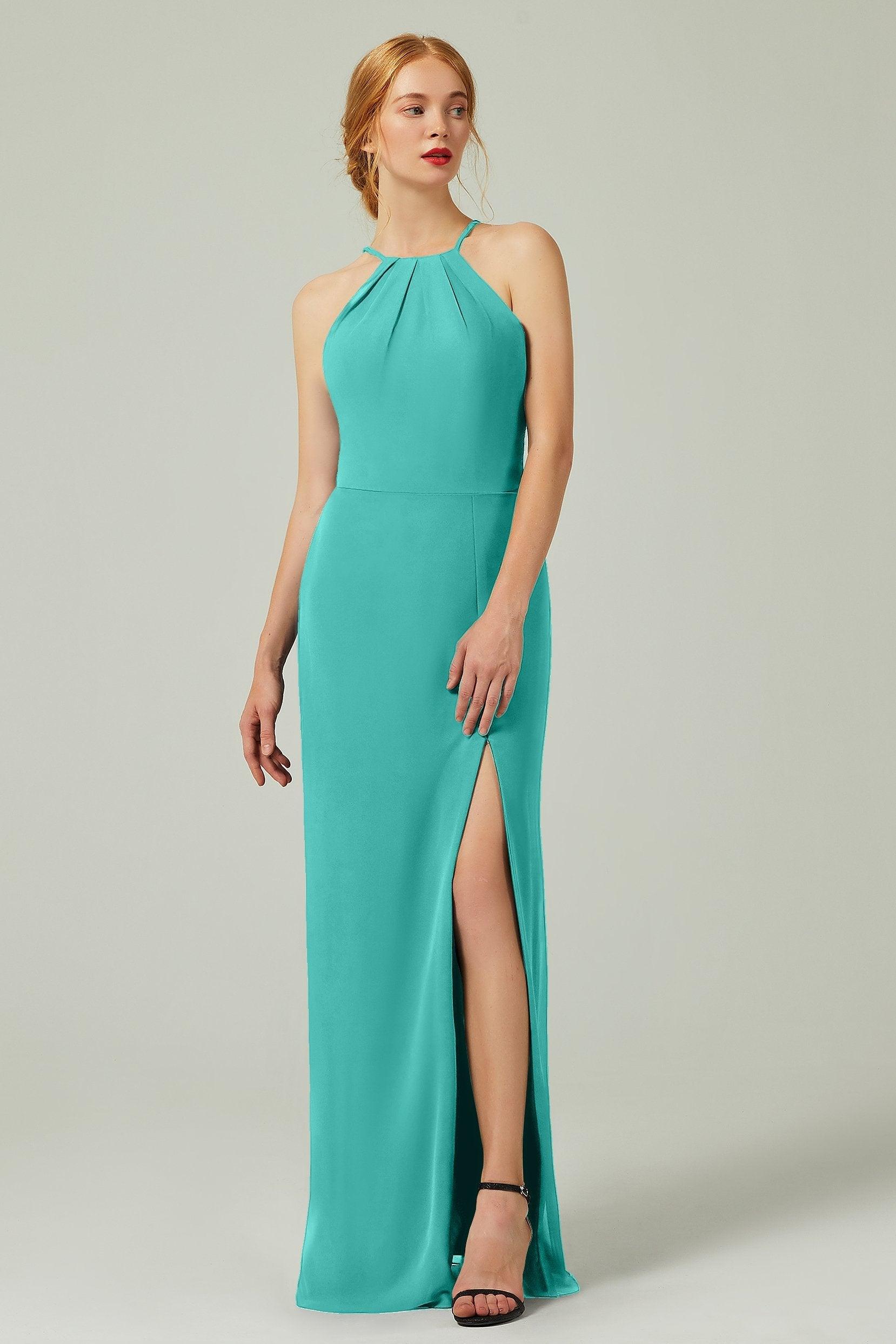 Sheath-Column Floor Length Chiffon Bridesmaid Dress Formal Dresses CB0337 - COCOMELODY