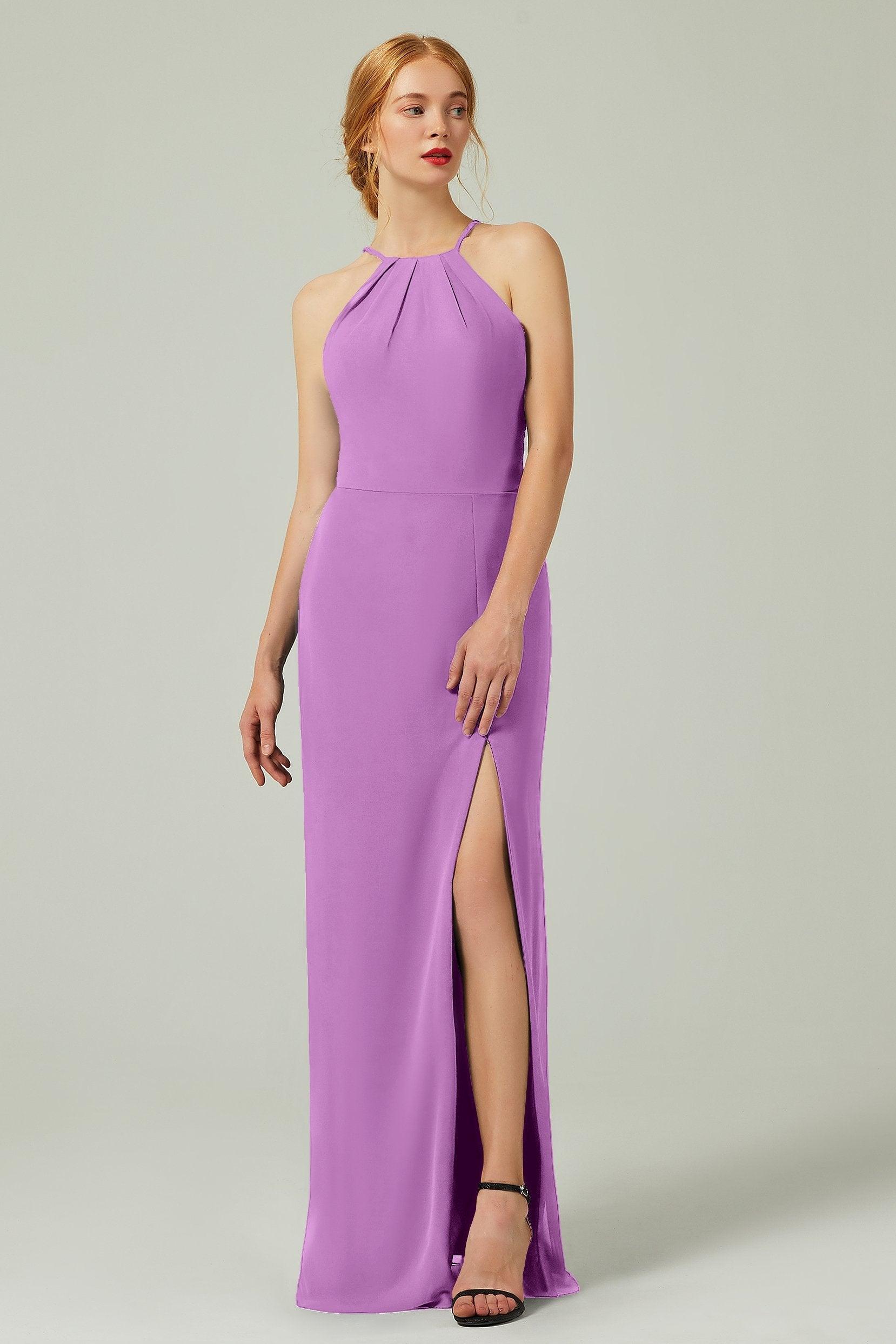 Sheath-Column Floor Length Chiffon Bridesmaid Dress Formal Dresses CB0337 - COCOMELODY