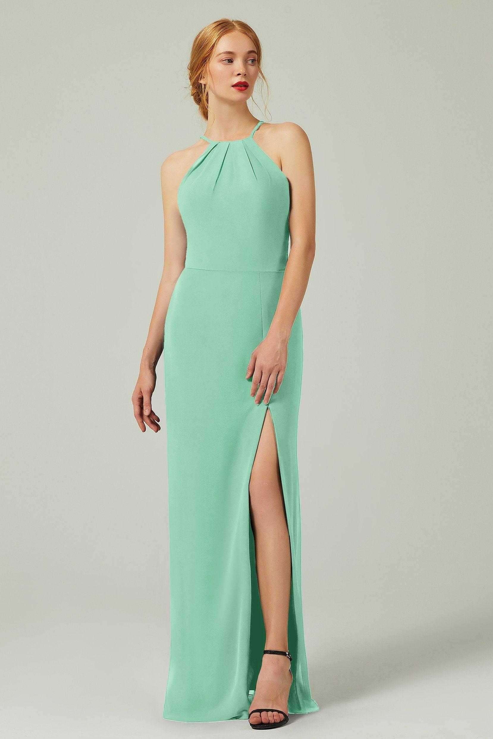Sheath-Column Floor Length Chiffon Bridesmaid Dress Formal Dresses CB0337 - COCOMELODY