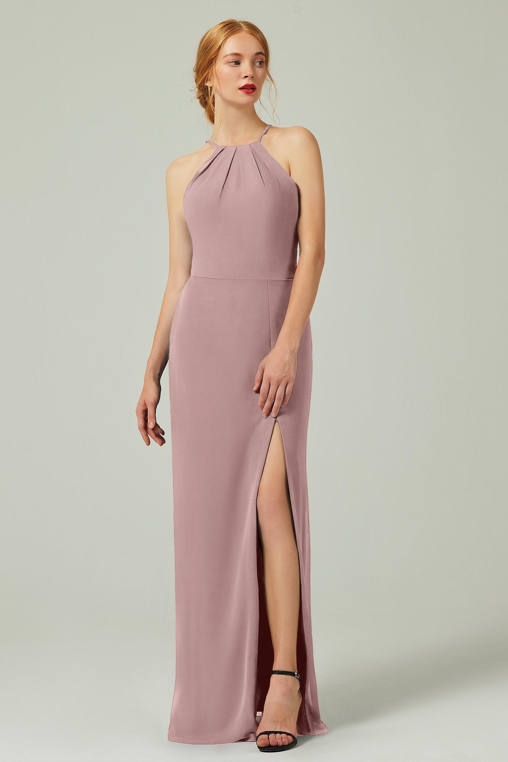 Sheath-Column Floor Length Chiffon Bridesmaid Dress Formal Dresses CB0337 - COCOMELODY