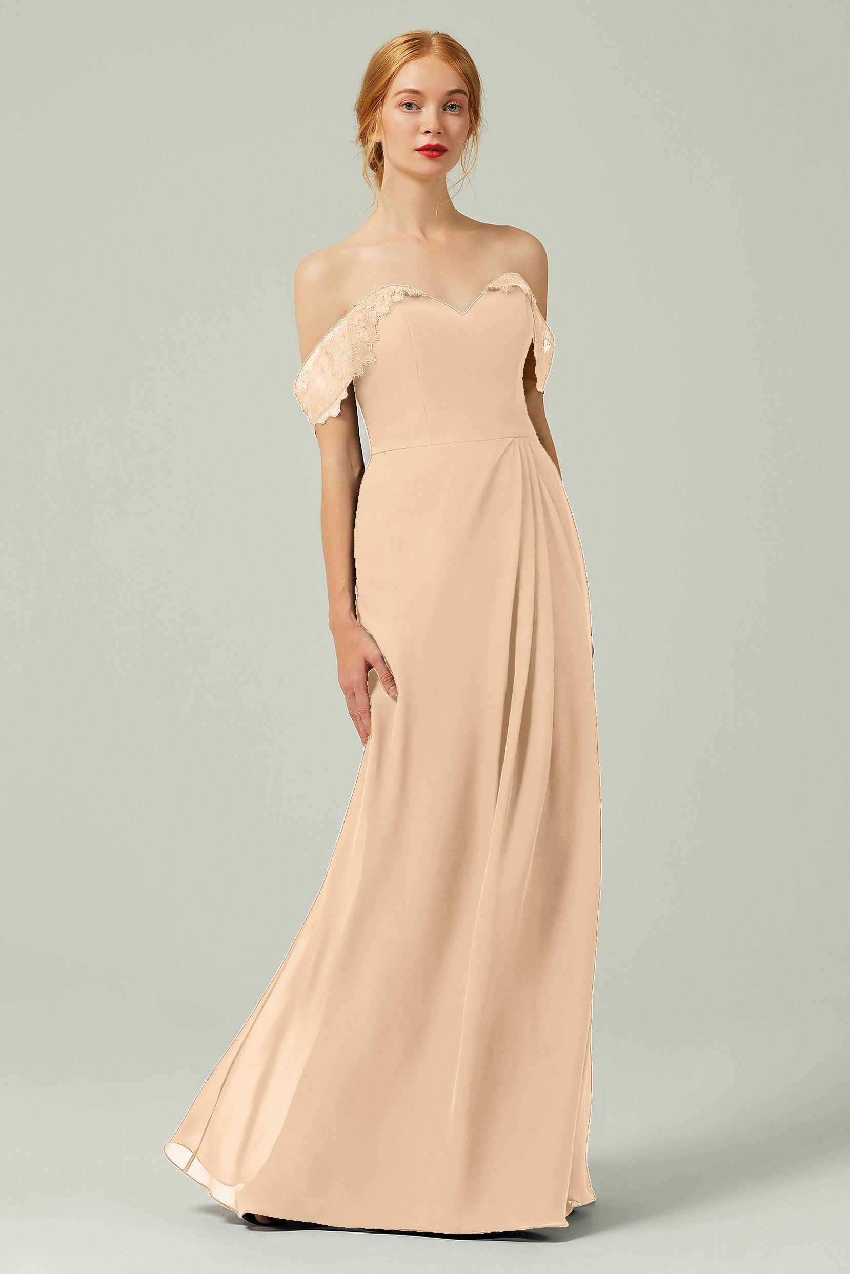 Sheath-Column Floor Length Chiffon Bridesmaid Dress Formal Dresses CB0338 - COCOMELODY