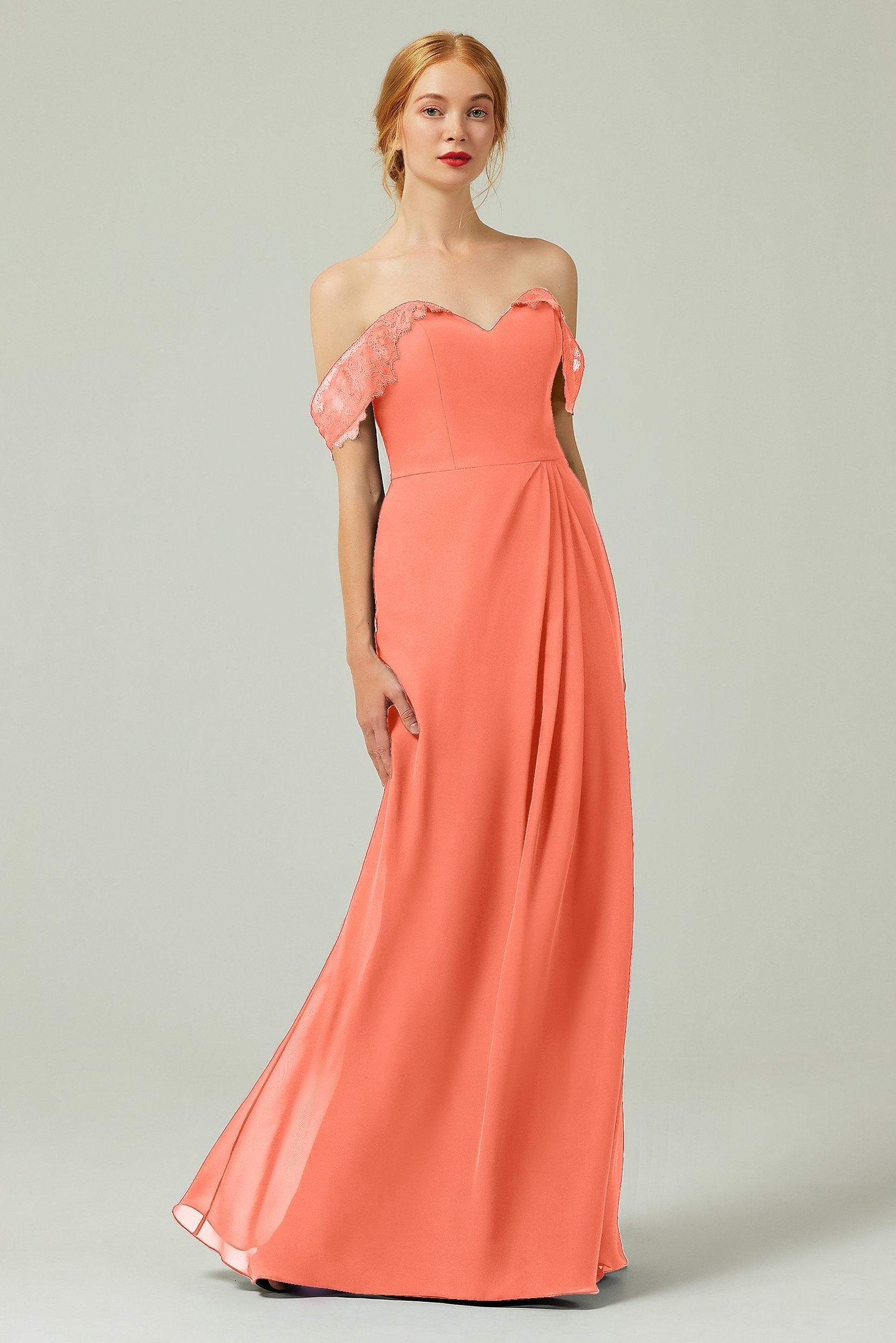 Sheath-Column Floor Length Chiffon Bridesmaid Dress Formal Dresses CB0338 - COCOMELODY