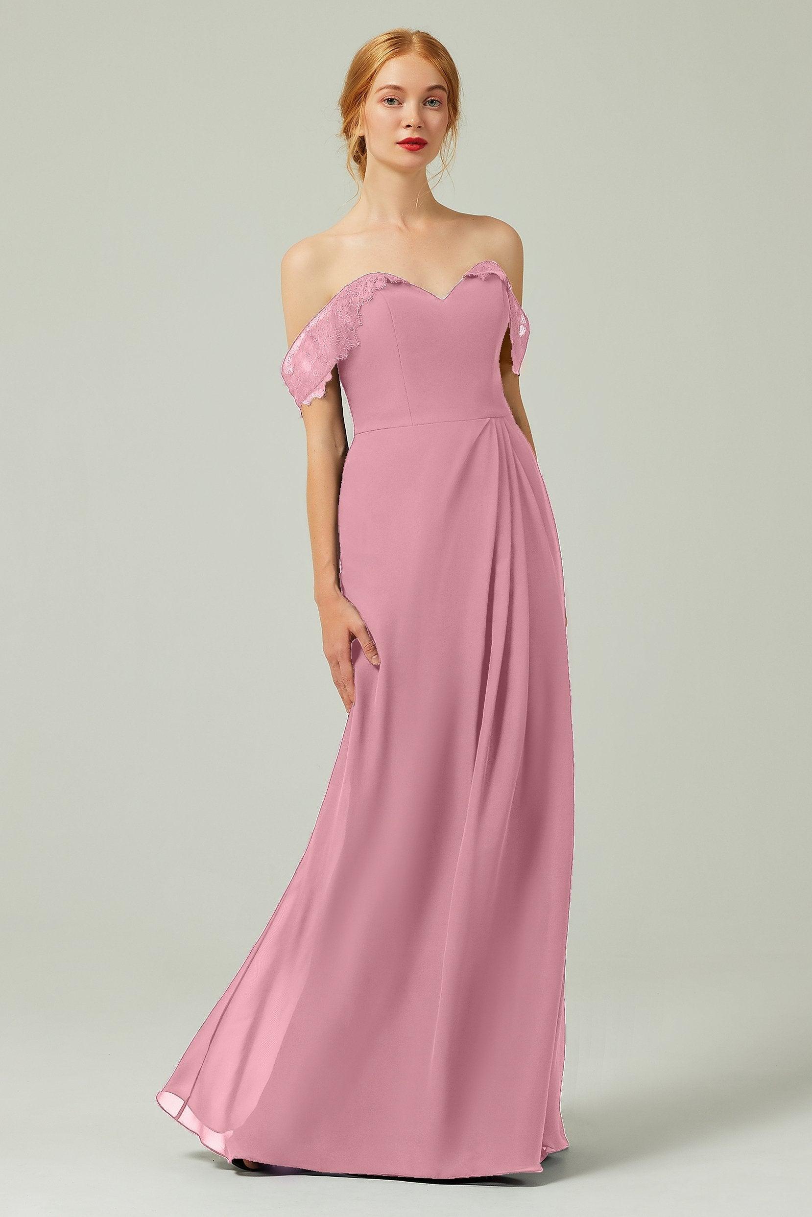 Sheath-Column Floor Length Chiffon Bridesmaid Dress Formal Dresses CB0338 - COCOMELODY