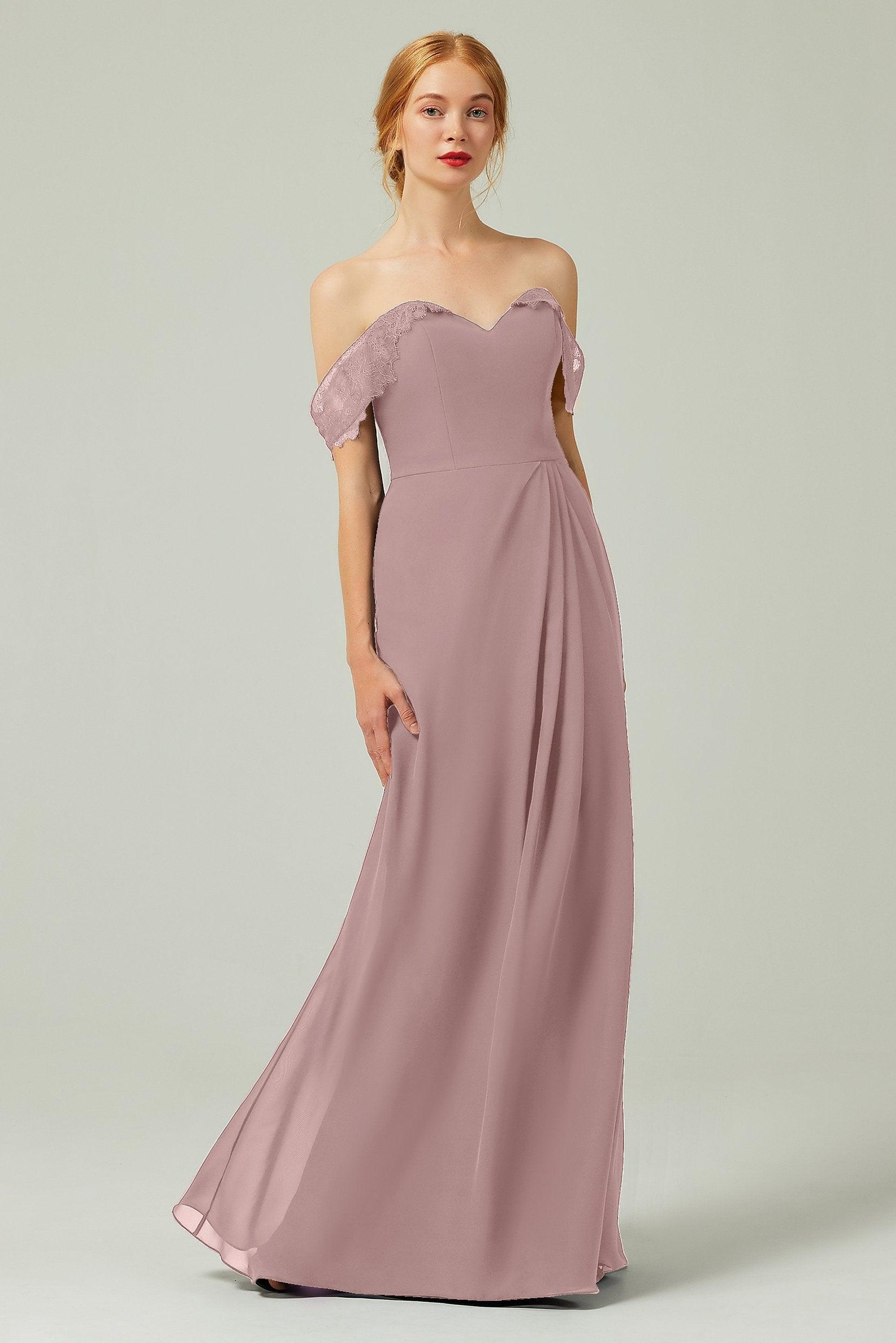 Sheath-Column Floor Length Chiffon Bridesmaid Dress Formal Dresses CB0338 - COCOMELODY