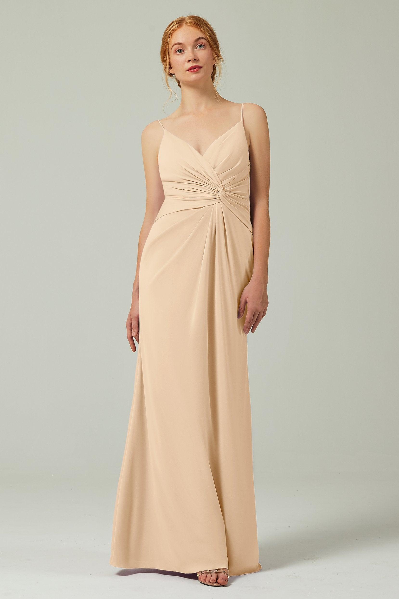 Sheath-Column Floor Length Chiffon Bridesmaid Dress CB0350 - COCOMELODY