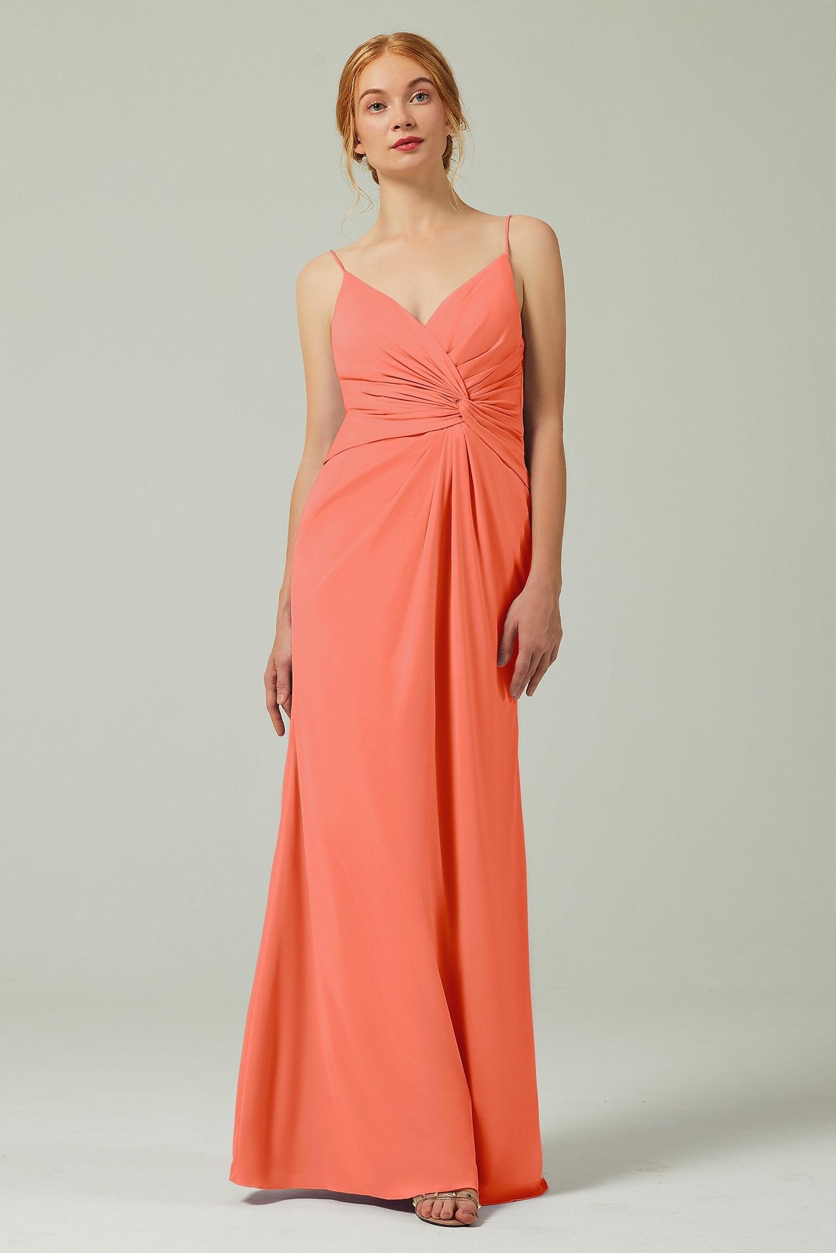 Sheath-Column Floor Length Chiffon Bridesmaid Dress CB0350 - COCOMELODY