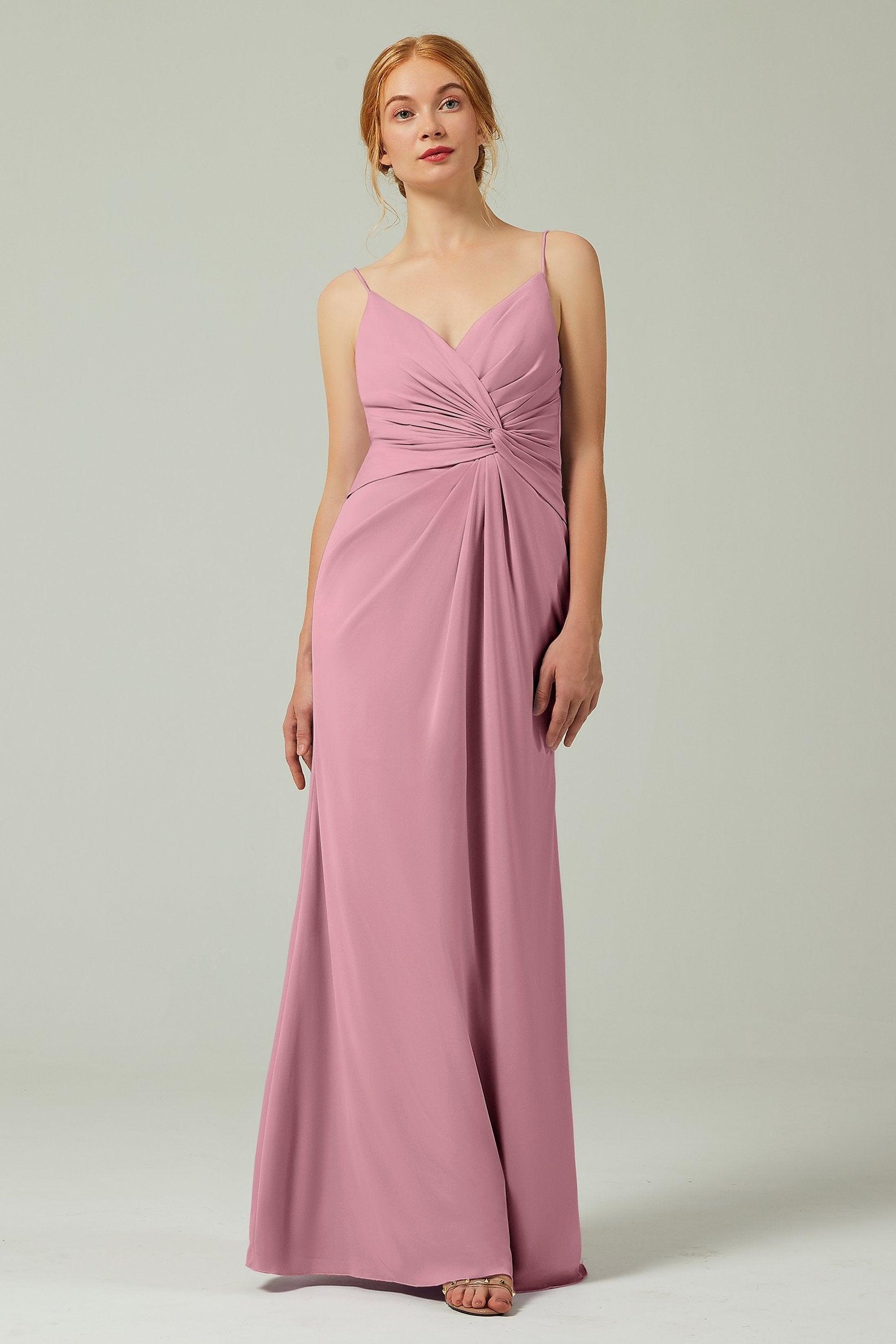 Sheath-Column Floor Length Chiffon Bridesmaid Dress CB0350 - COCOMELODY