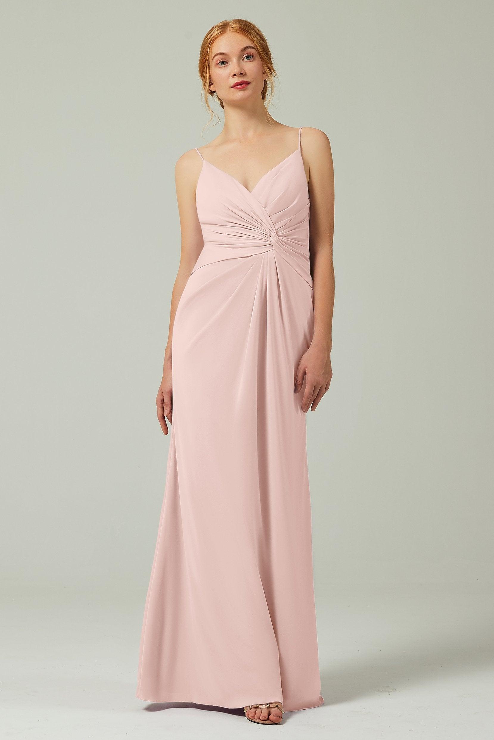 Sheath-Column Floor Length Chiffon Bridesmaid Dress CB0350 - COCOMELODY
