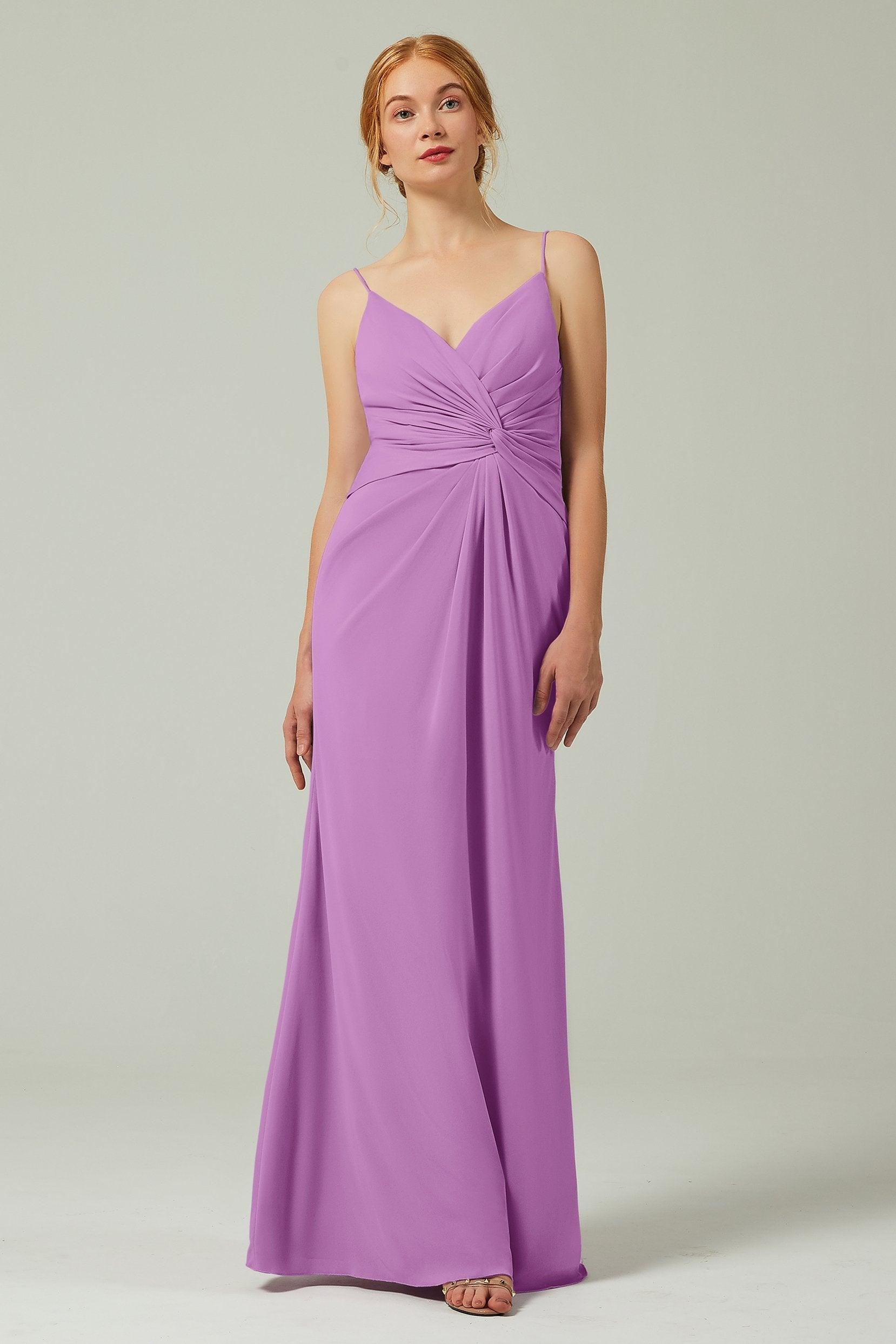 Sheath-Column Floor Length Chiffon Bridesmaid Dress CB0350 - COCOMELODY