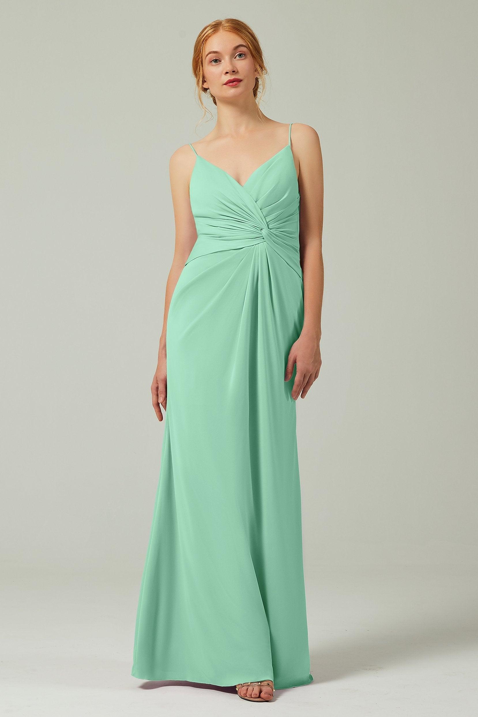 Sheath-Column Floor Length Chiffon Bridesmaid Dress CB0350 - COCOMELODY