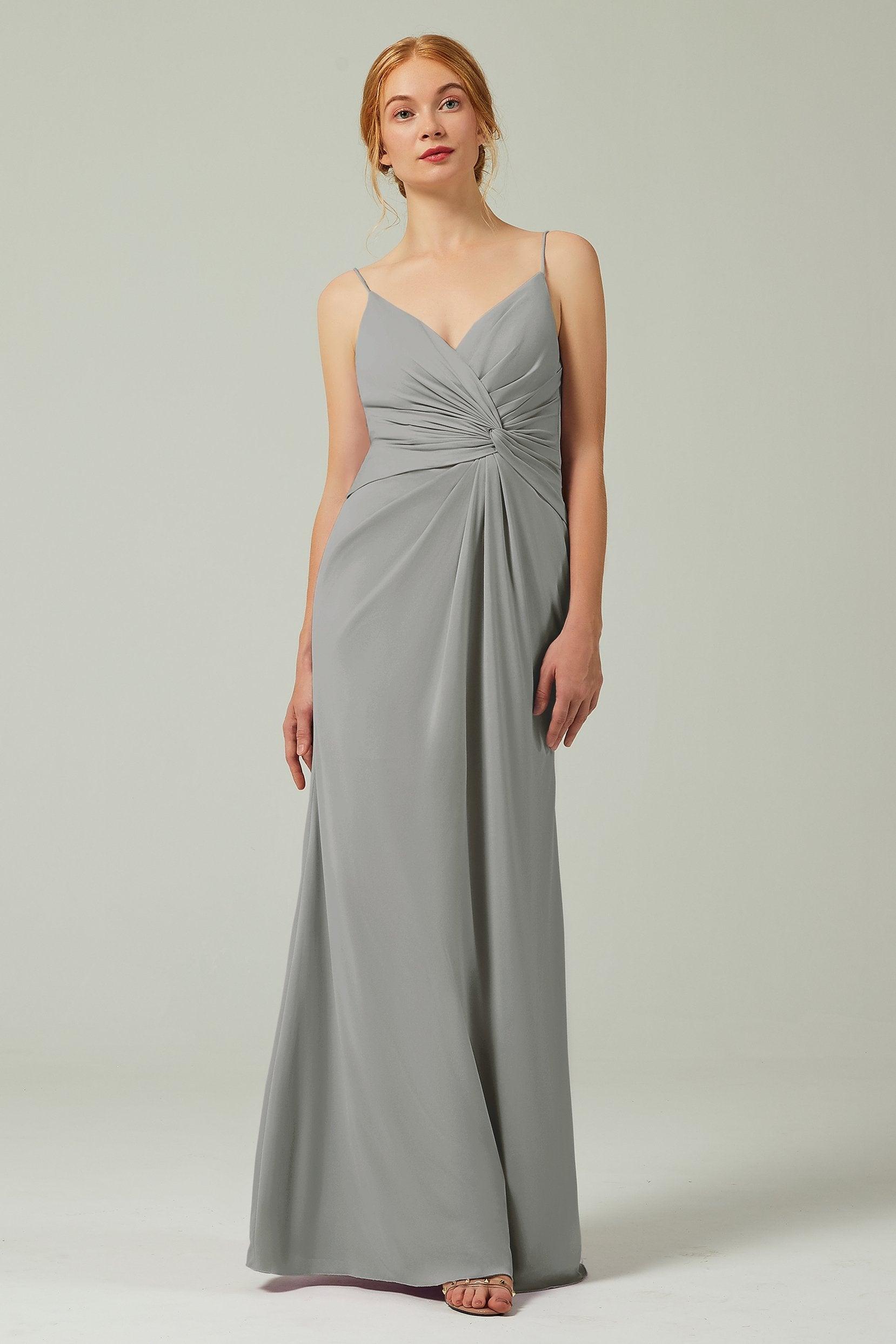 Sheath-Column Floor Length Chiffon Bridesmaid Dress CB0350 - COCOMELODY