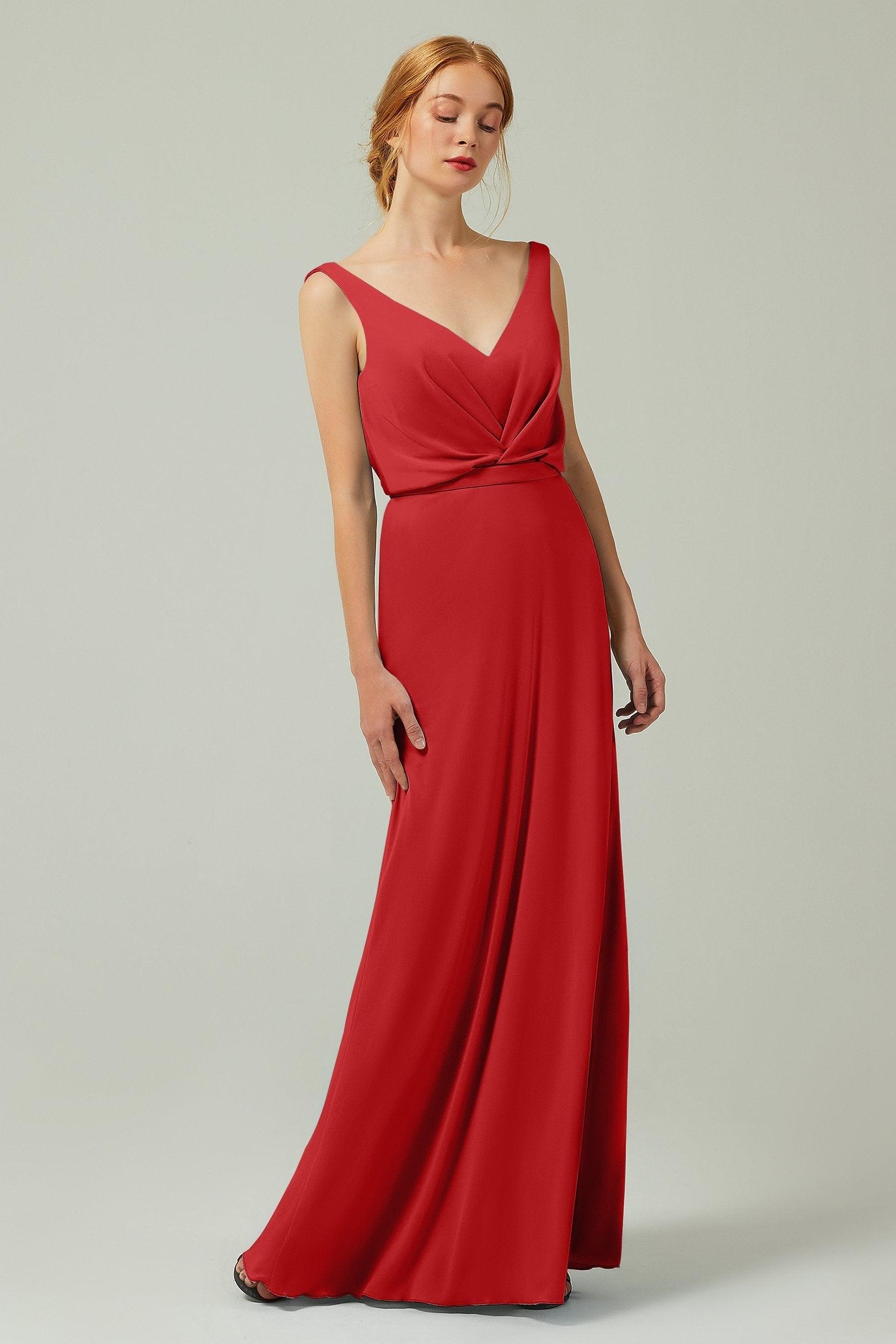 Sheath-Column Floor Length Chiffon Bridesmaid Dress Formal Dresses CB0358 - COCOMELODY