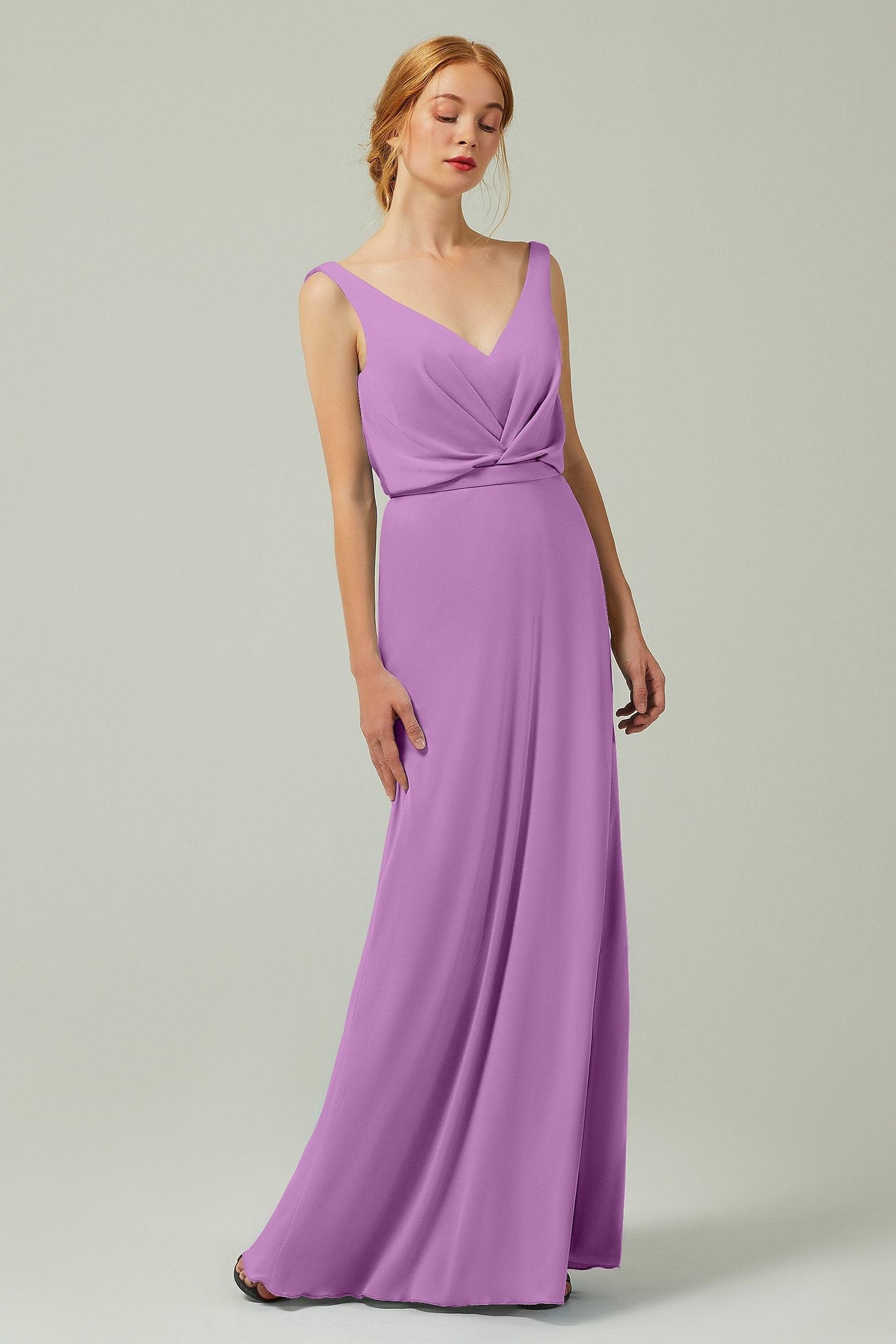 Sheath-Column Floor Length Chiffon Bridesmaid Dress Formal Dresses CB0358 - COCOMELODY