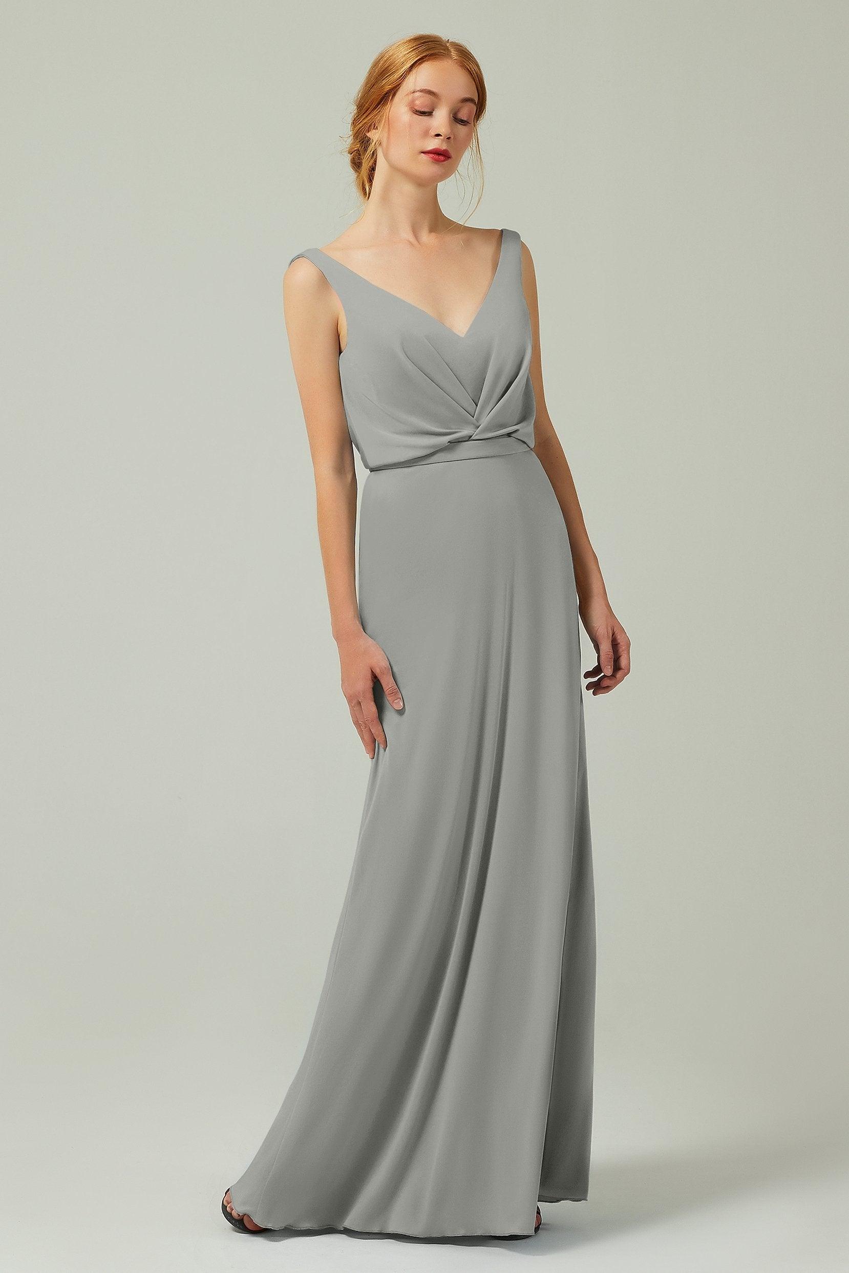 Sheath-Column Floor Length Chiffon Bridesmaid Dress Formal Dresses CB0358 - COCOMELODY