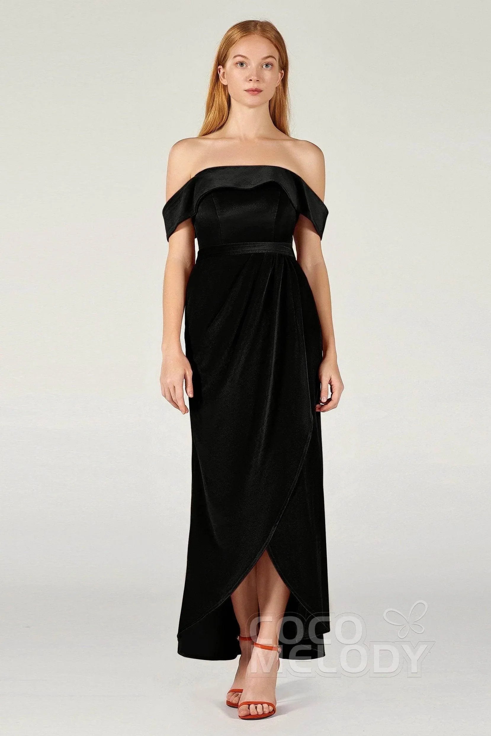 Sheath-Column Ankle Length Velvet Dress CB0365CS - COCOMELODY