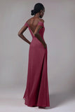 A-Line Floor Length Chiffon Bridesmaid Dress Formal Dresses CB0412CR - COCOMELODY