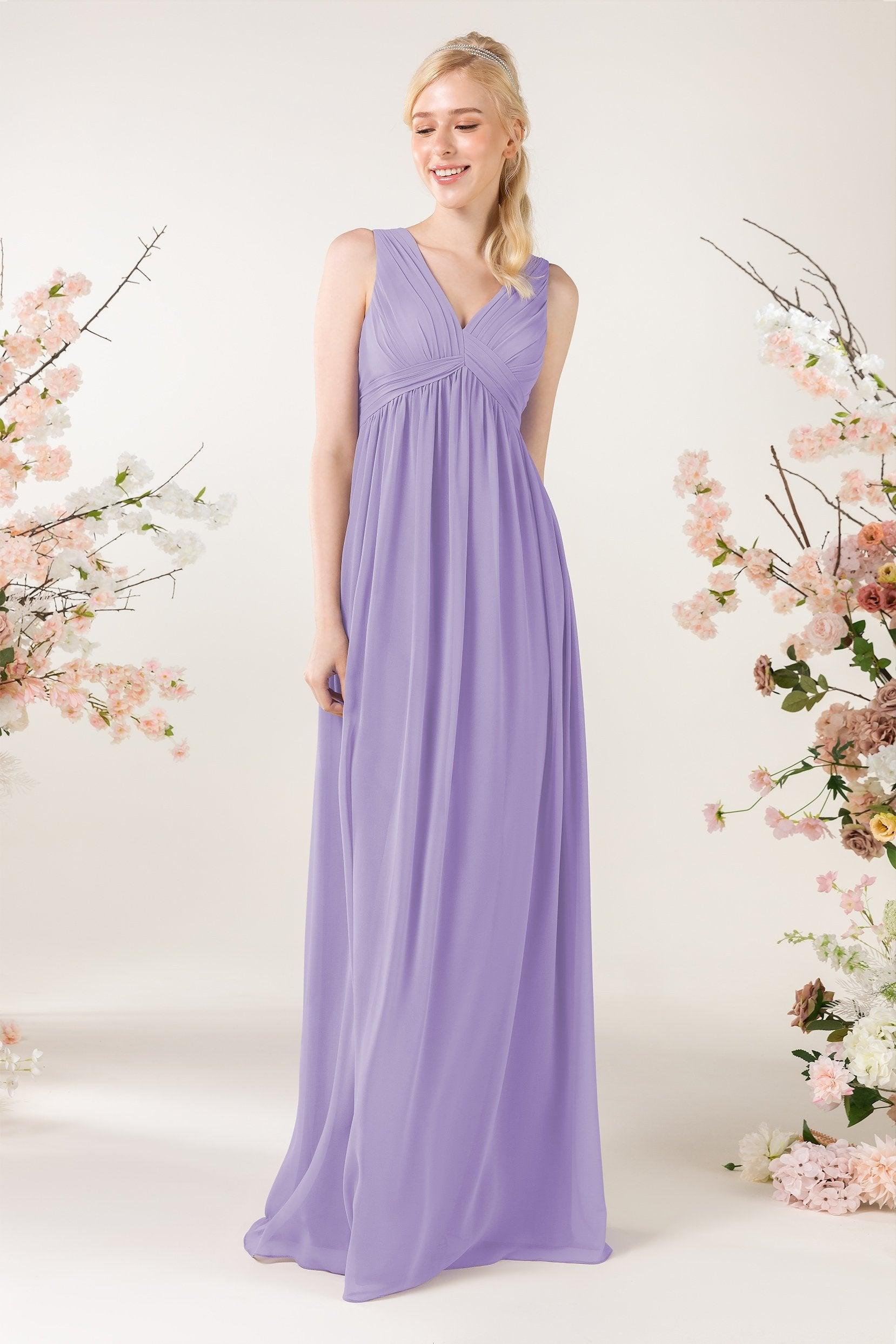 A-Line Sweep-Brush Train Chiffon Bridesmaid Dress CB0455 - COCOMELODY