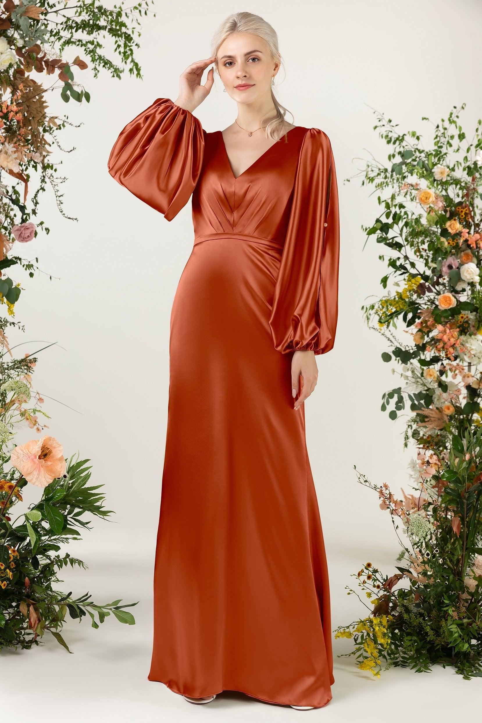 Trumpet Luxe Satin Bridesmaid Dress Formal Dresses CB0500 - COCOMELODY