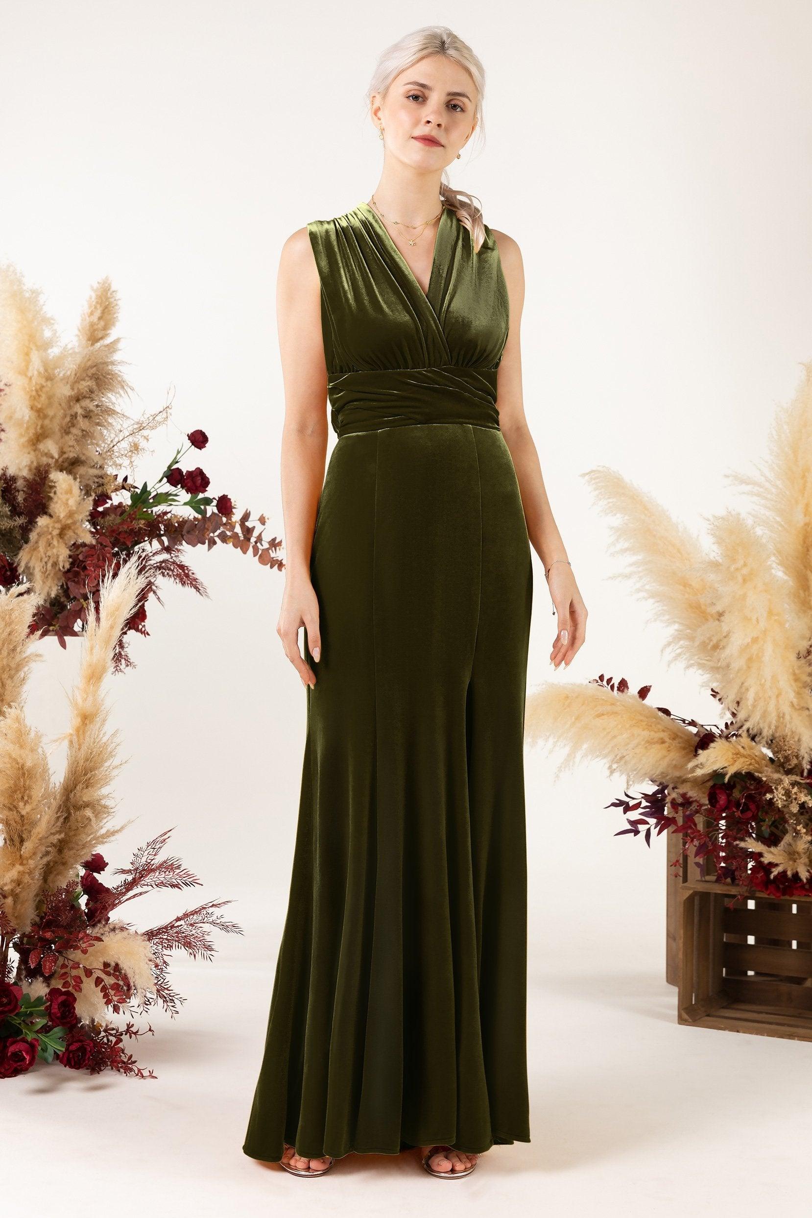 Trumpet Sweep-Brush Train Velvet Bridesmaid Dress CB0515 - COCOMELODY