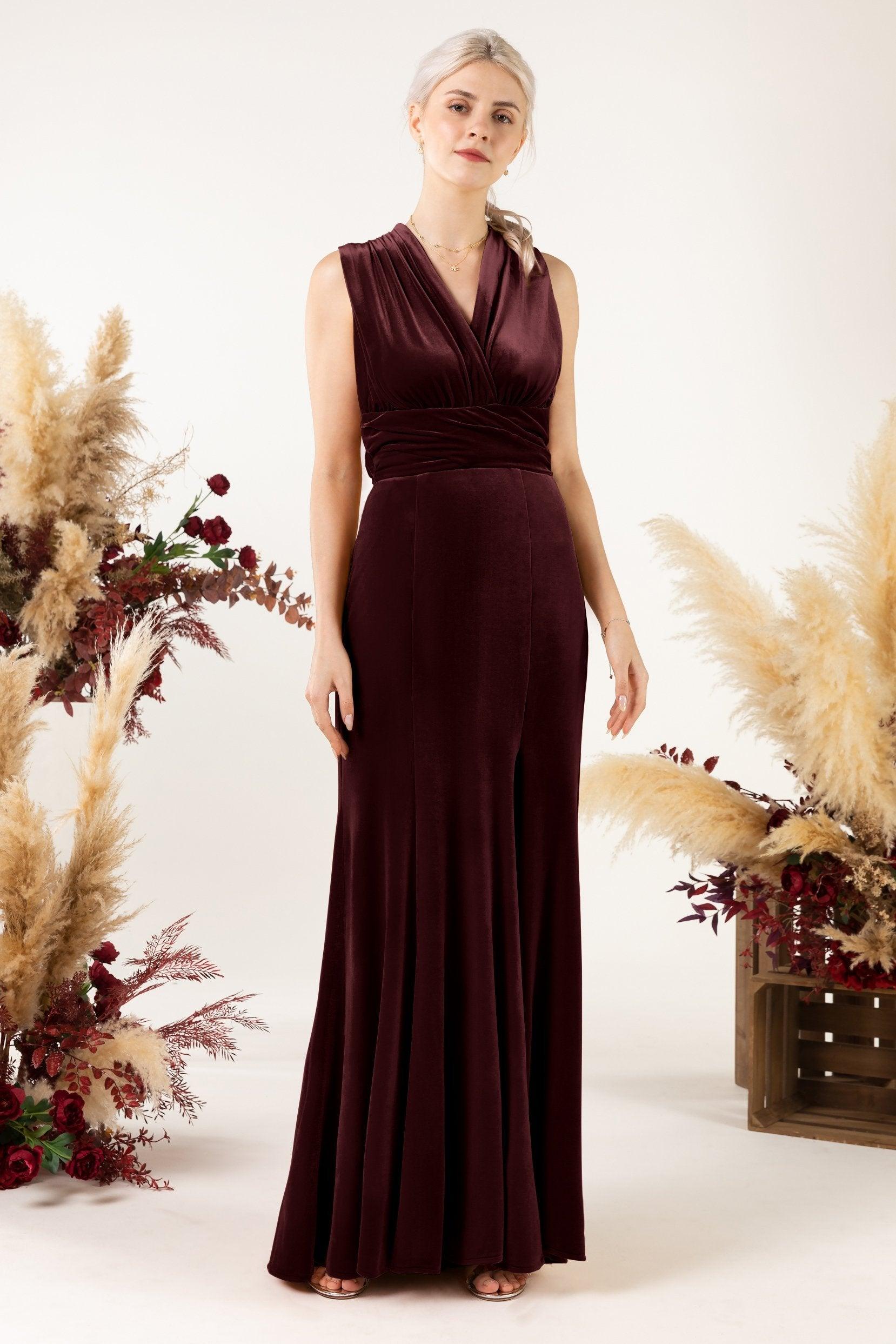 Trumpet Sweep-Brush Train Velvet Bridesmaid Dress CB0515 - COCOMELODY