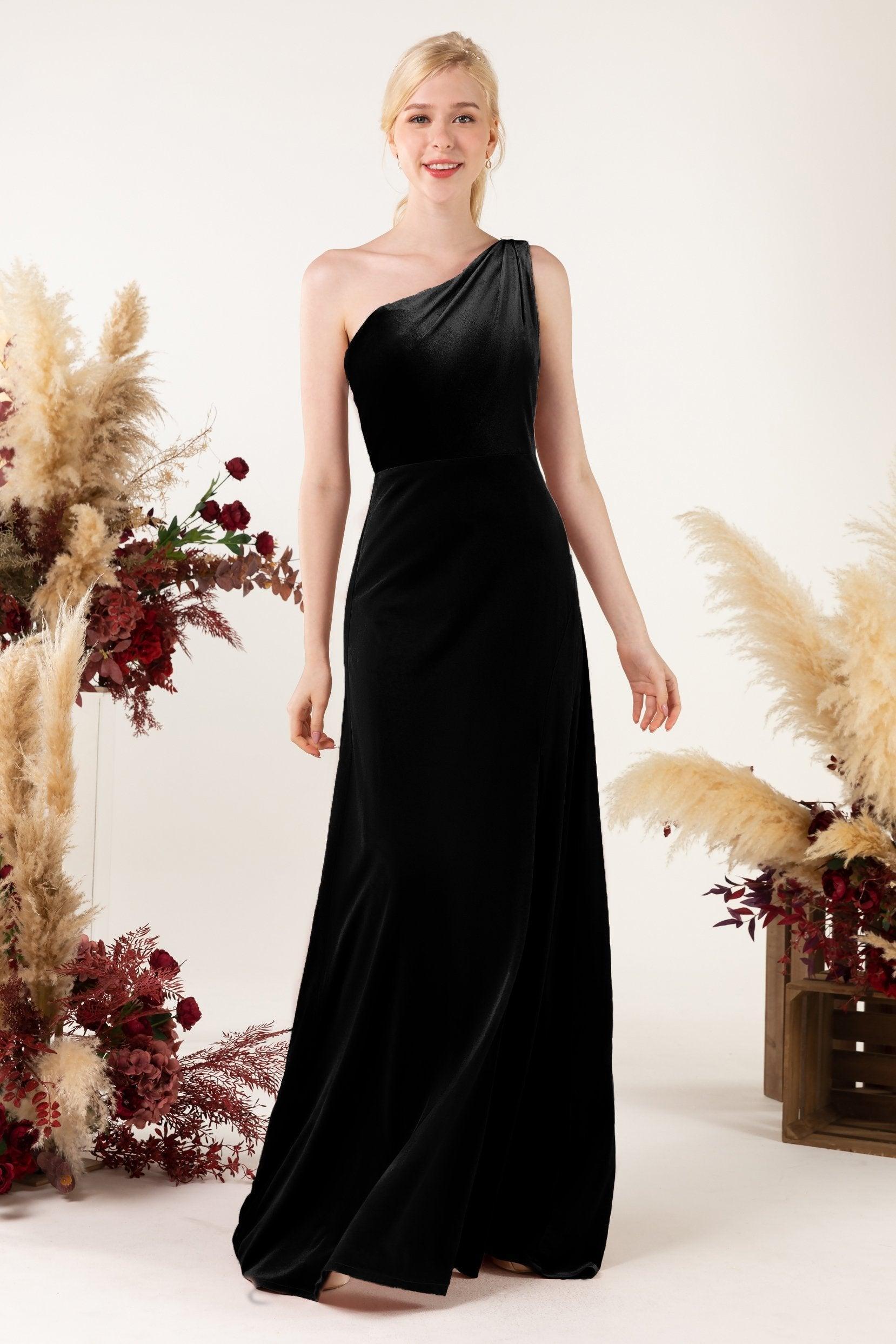 Sheath Sweep-Brush Train Velvet Bridesmaid Dress Formal Dresses CB0537PS - COCOMELODY