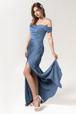 Sheath Floor Length Luxe Satin Bridesmaid Dress Formal Dresses CB0580CR - COCOMELODY