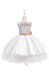 A-Line Mini Satin Flower Girl Dress 682558338968 - COCOMELODY
