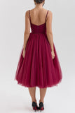 A-line Spaghetti Strap Tulle Formal Evening Dresses 854604954195